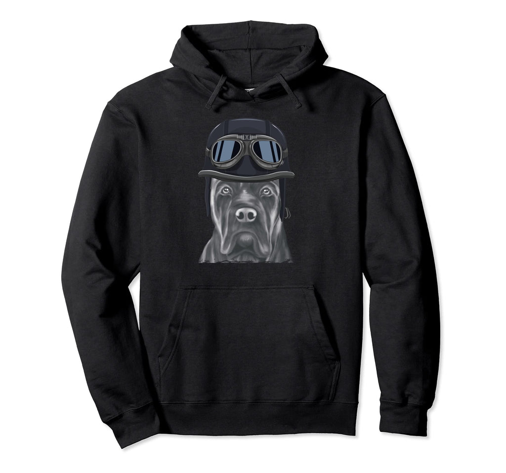 Cane Corso Wearing Motorcycle Helmet Hoodie - Unique Graphic for Adults - T-Shirt, Sweatshirt, Hoodie