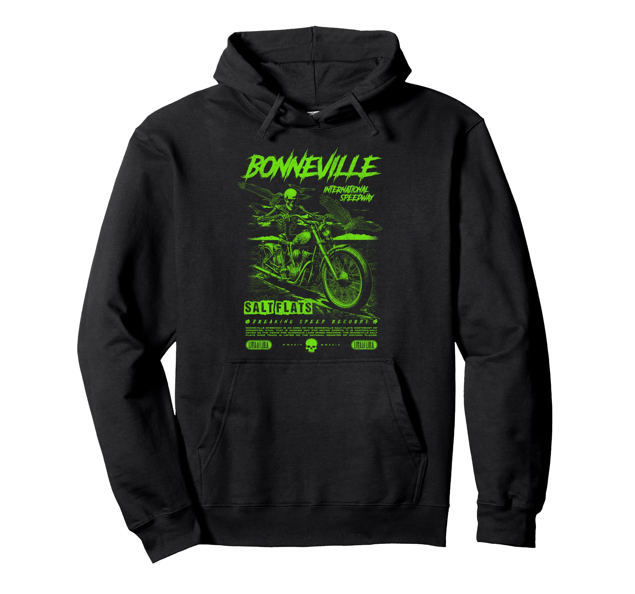 Bonneville Salt Flats Motorcycle Hoodie - Fun Novelty Design for Adults - T-Shirt, Sweatshirt, Hoodie