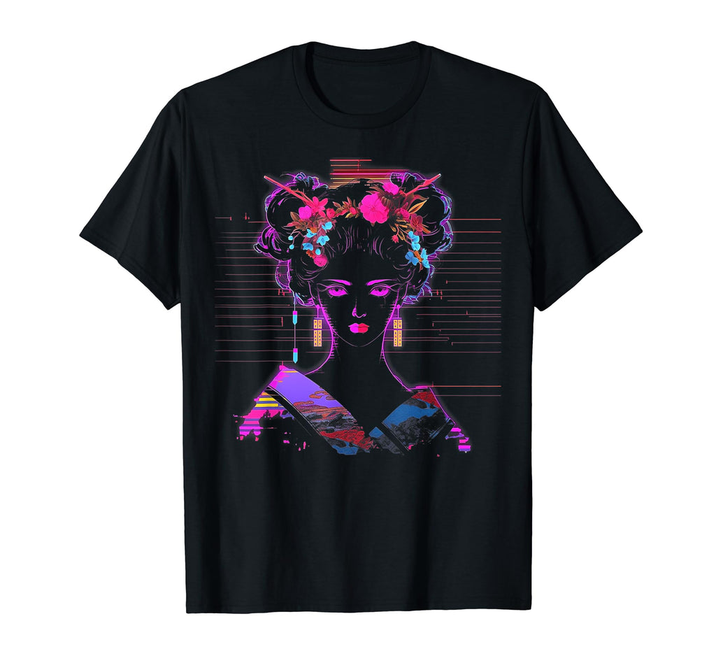 Vaporwave Geisha 80S Synthwave Edm 30 T-Shirt - Custom Art Print Men Women - T-Shirt, Sweatshirt, Hoodie