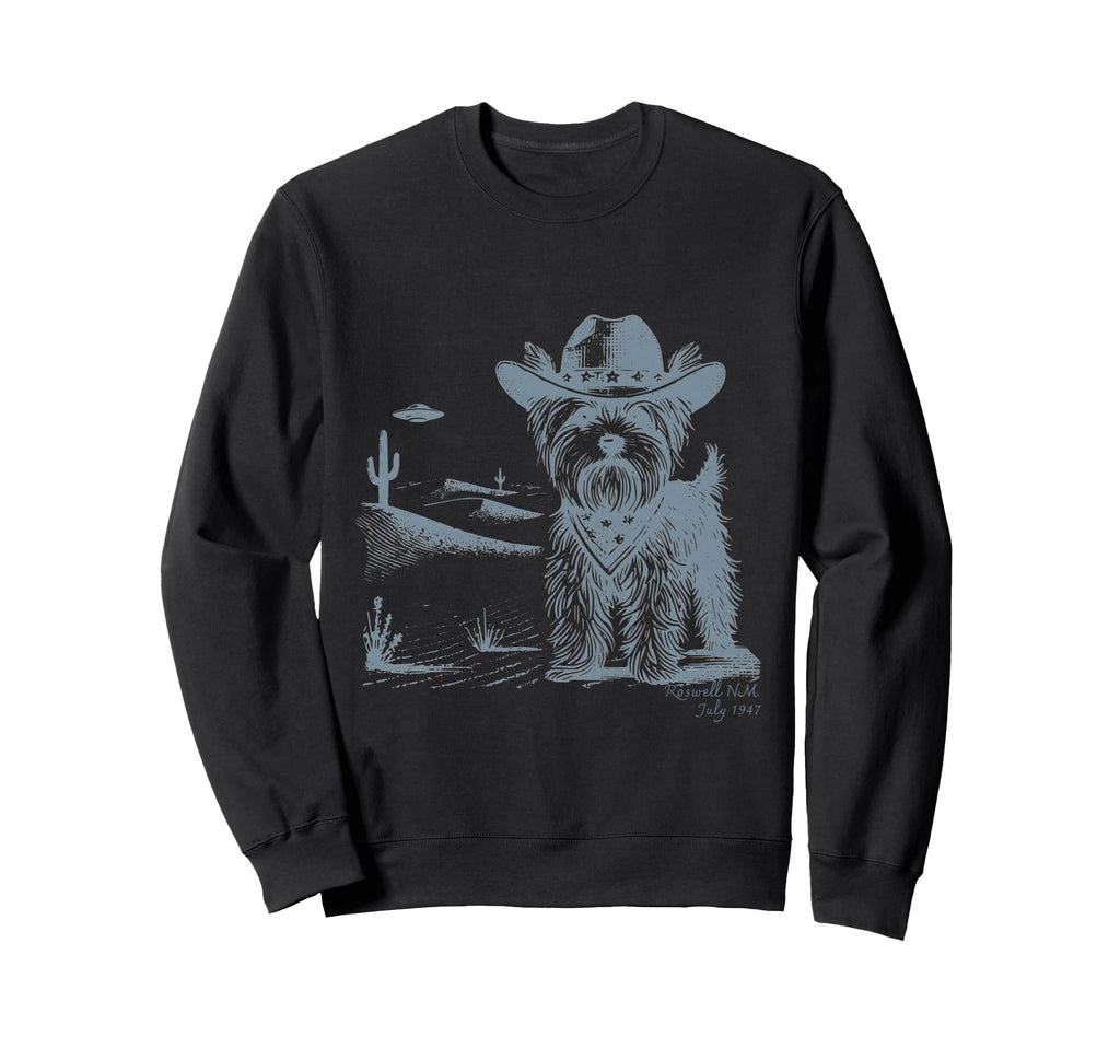 Ufo Cowboy Yorkshire Terrier Sweatshirt - Casual Everyday Wear for Adults - T-Shirt, Sweatshirt, Hoodie