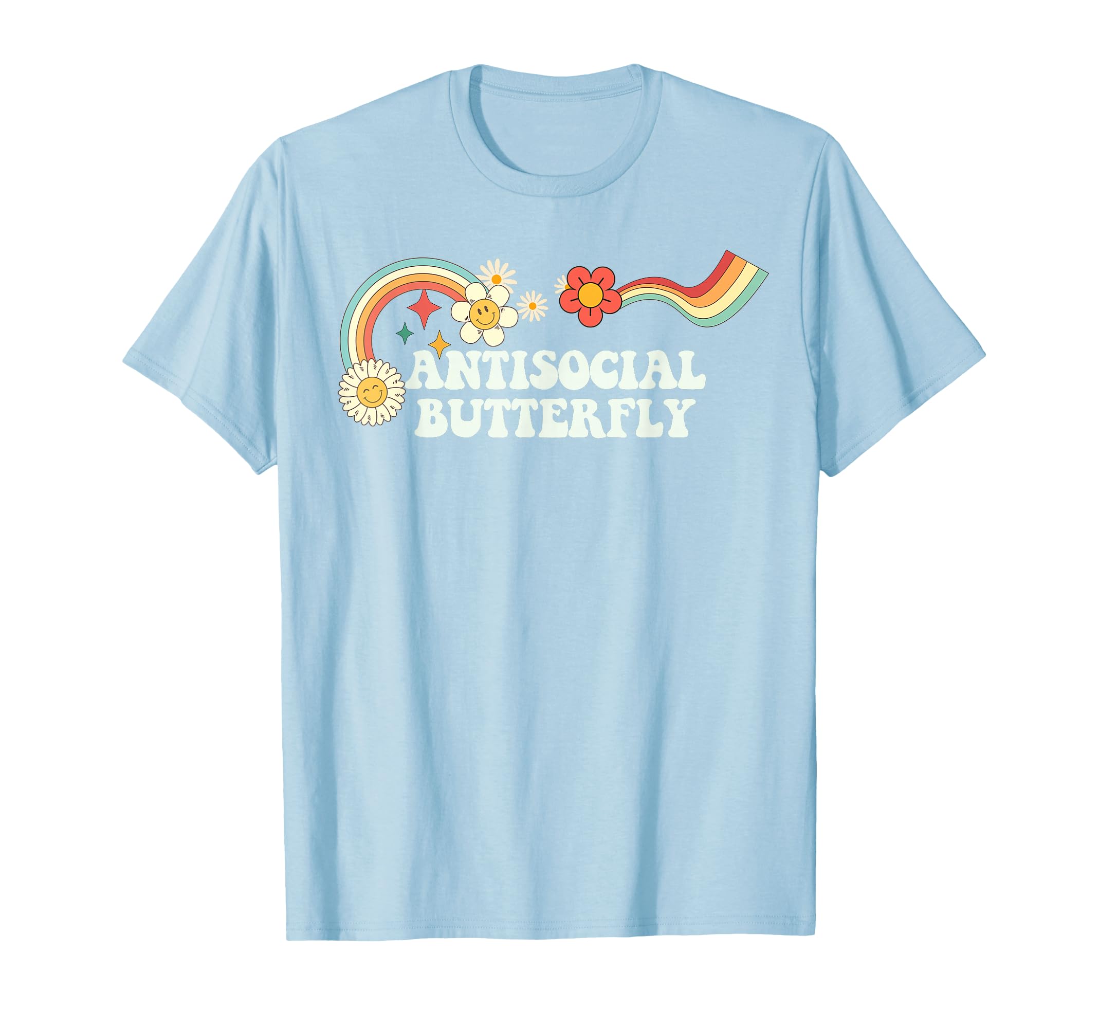 Groovy Funny Antisocial Butterfly T-Shirt - Custom Art Print Unisex - T-Shirt, Sweatshirt, Hoodie