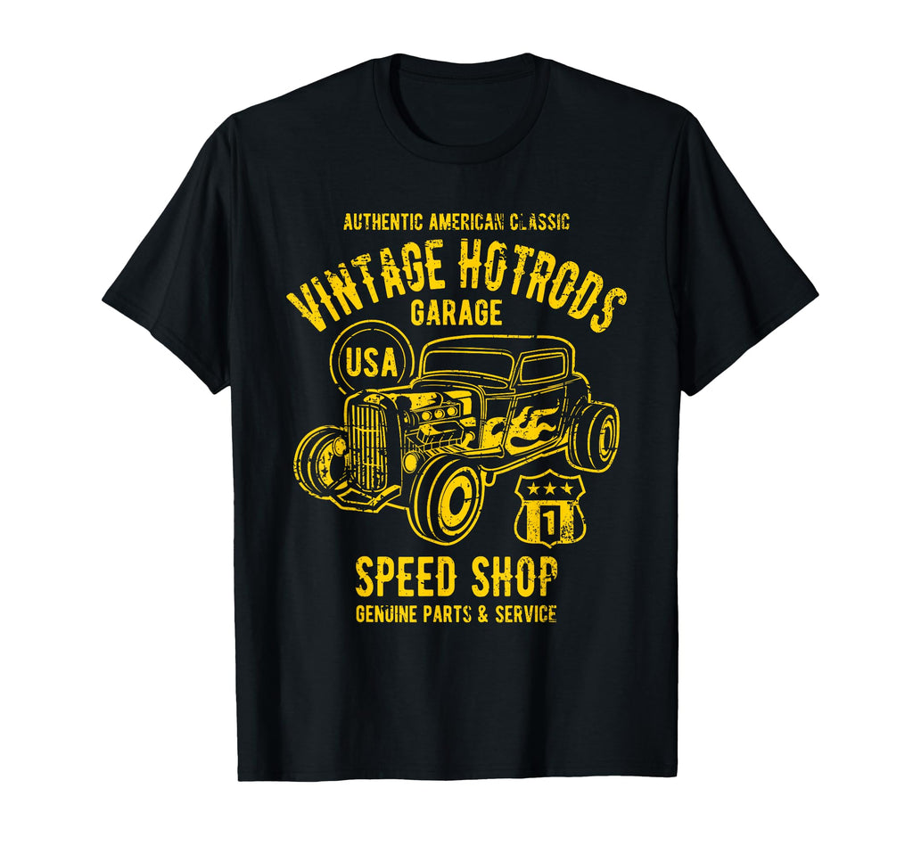 Speed Shop Hotrod Car Distressed T-Shirt - Fun Novelty Design Men Women - T-Shirt, Sweatshirt, Hoodie