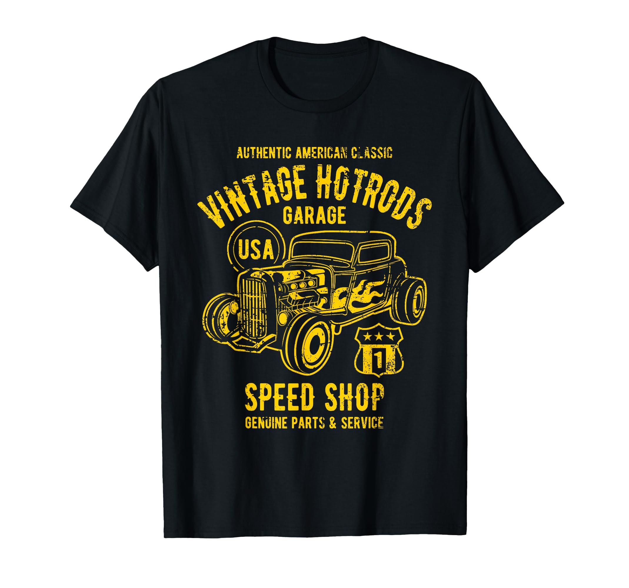 Speed Shop Hotrod Car Distressed T-Shirt - Fun Novelty Design Men Women - T-Shirt, Sweatshirt, Hoodie