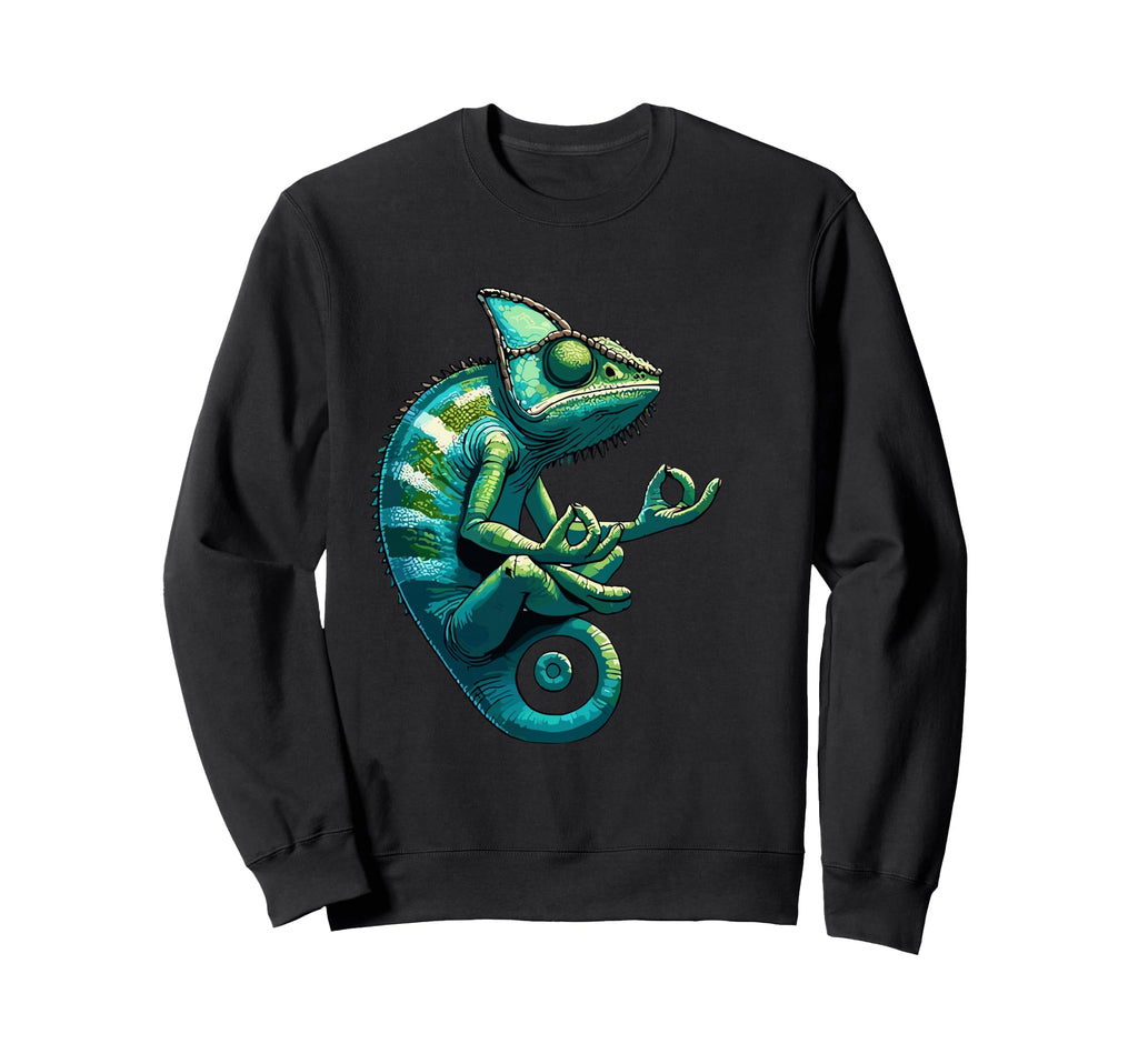 Meditation Chameleon Yoga Pose Sweatshirt - Aesthetic Graphic Men Women - T-Shirt, Sweatshirt, Hoodie