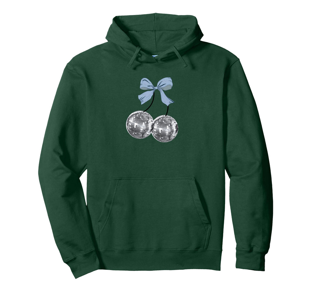 Coquette Disco Cherry Balls Blue Bow Hoodie - Graphic Print Men Women - T-Shirt, Sweatshirt, Hoodie