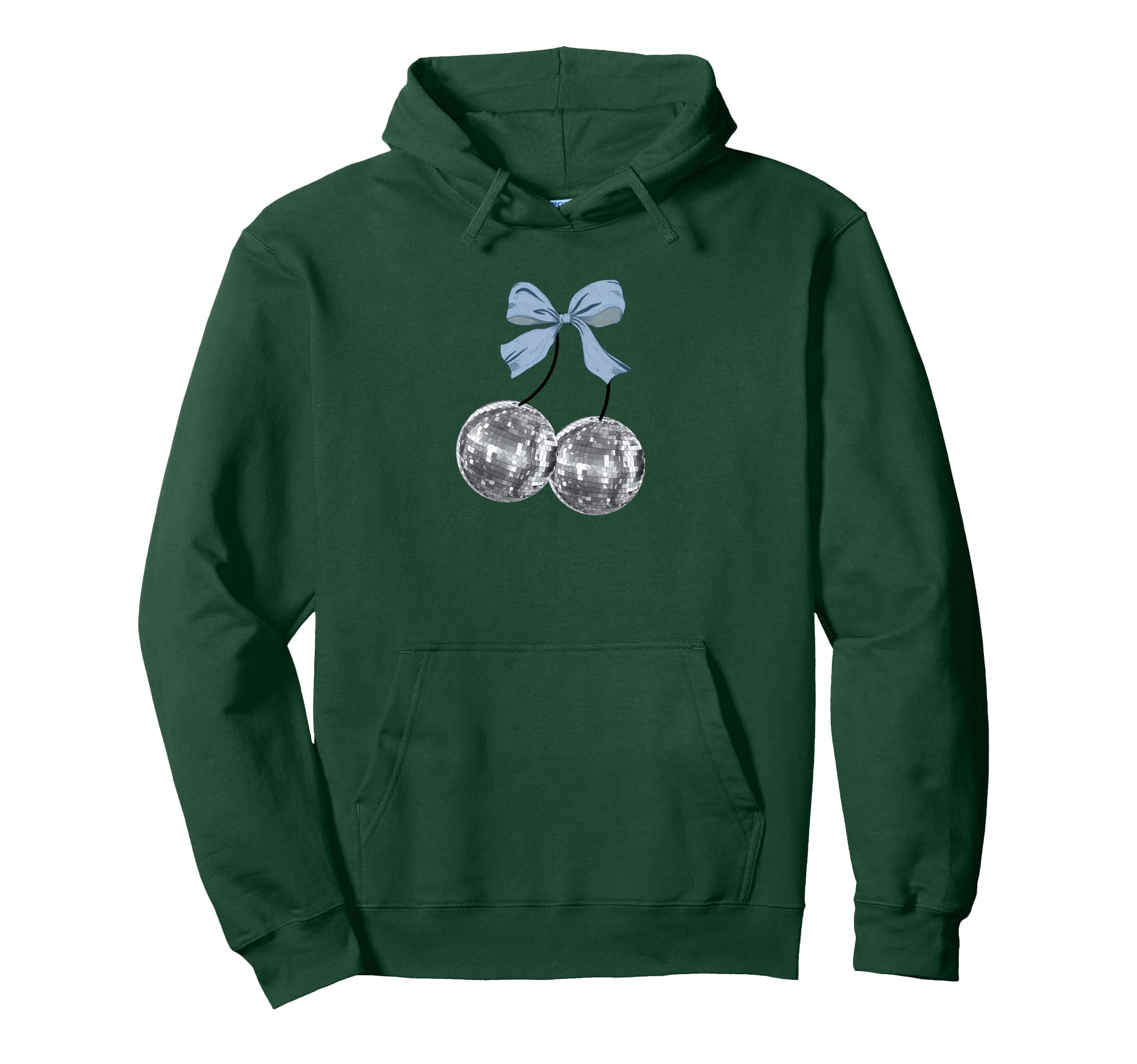 Coquette Disco Cherry Balls Blue Bow Hoodie - Graphic Print Men Women - T-Shirt, Sweatshirt, Hoodie
