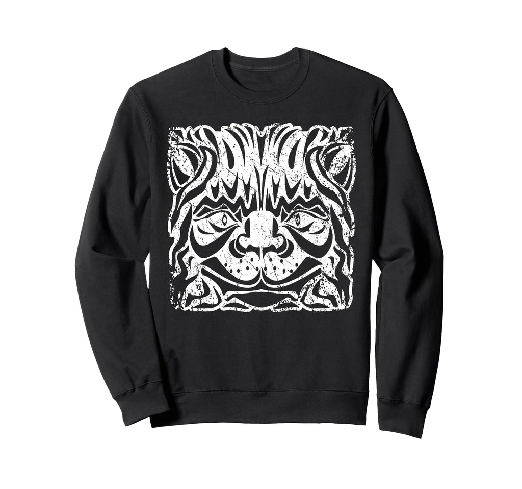 Geometric Cat Head Distressed Sweatshirt - Graphic Print for Adults - T-Shirt, Sweatshirt, Hoodie