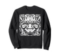 Geometric Cat Head Distressed Sweatshirt - Graphic Print for Adults - T-Shirt, Sweatshirt, Hoodie