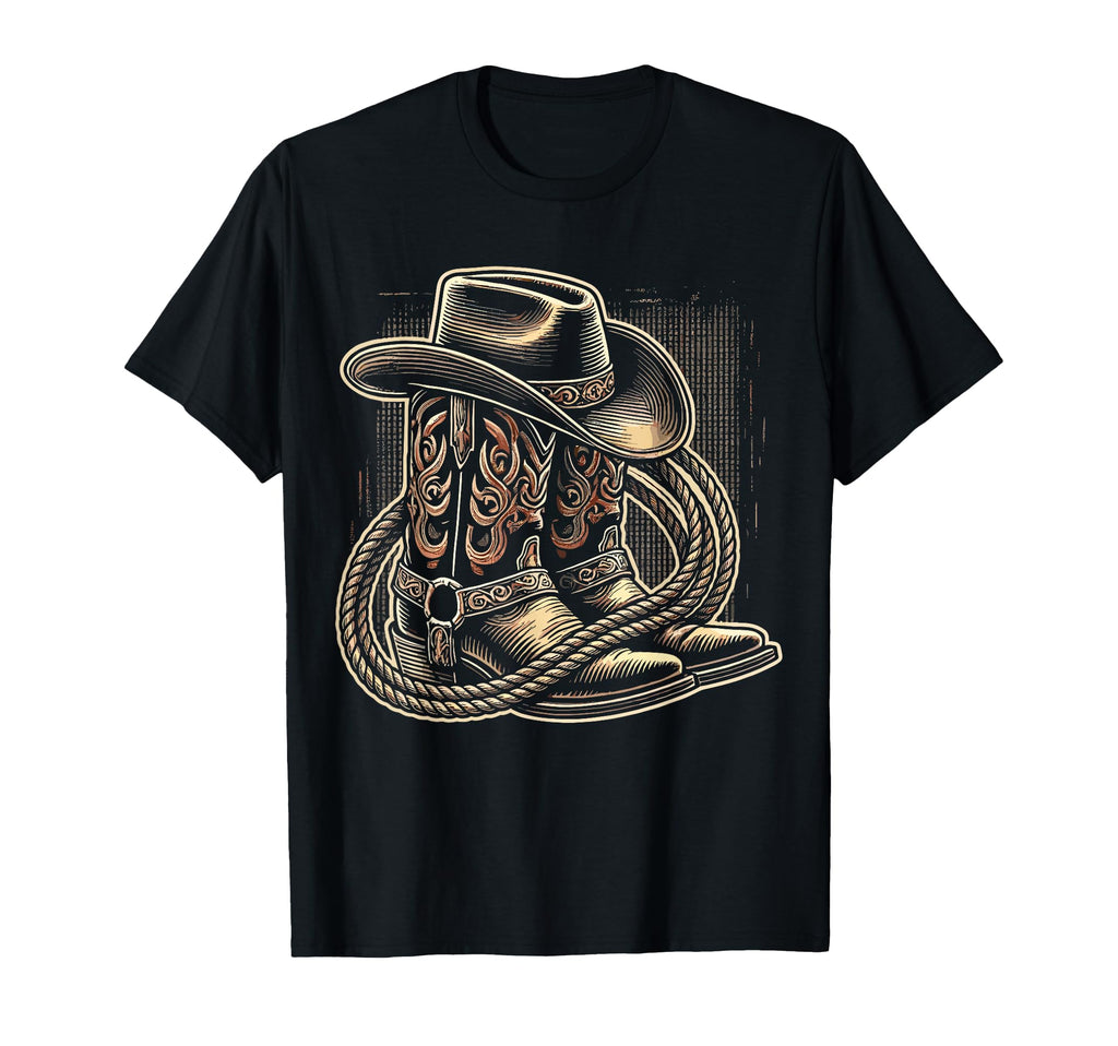 Cowboy Boots And Hat Western T-Shirt - Graphic Print Men Women - T-Shirt, Sweatshirt, Hoodie