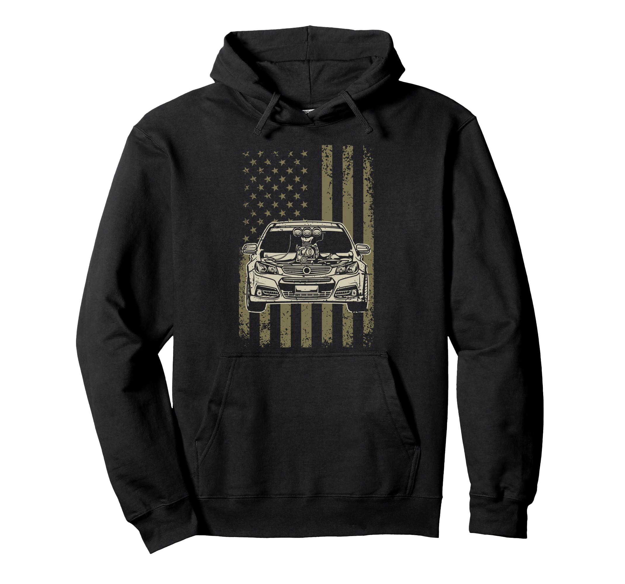 Drag Racing Race Car American Flag Hoodie - Minimalist Print Men Women - T-Shirt, Sweatshirt, Hoodie