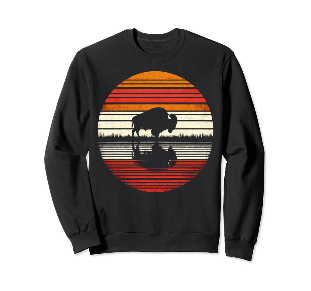 Bison Sunset Safari 70S Sweatshirt - Custom Art Print for Adults - T-Shirt, Sweatshirt, Hoodie