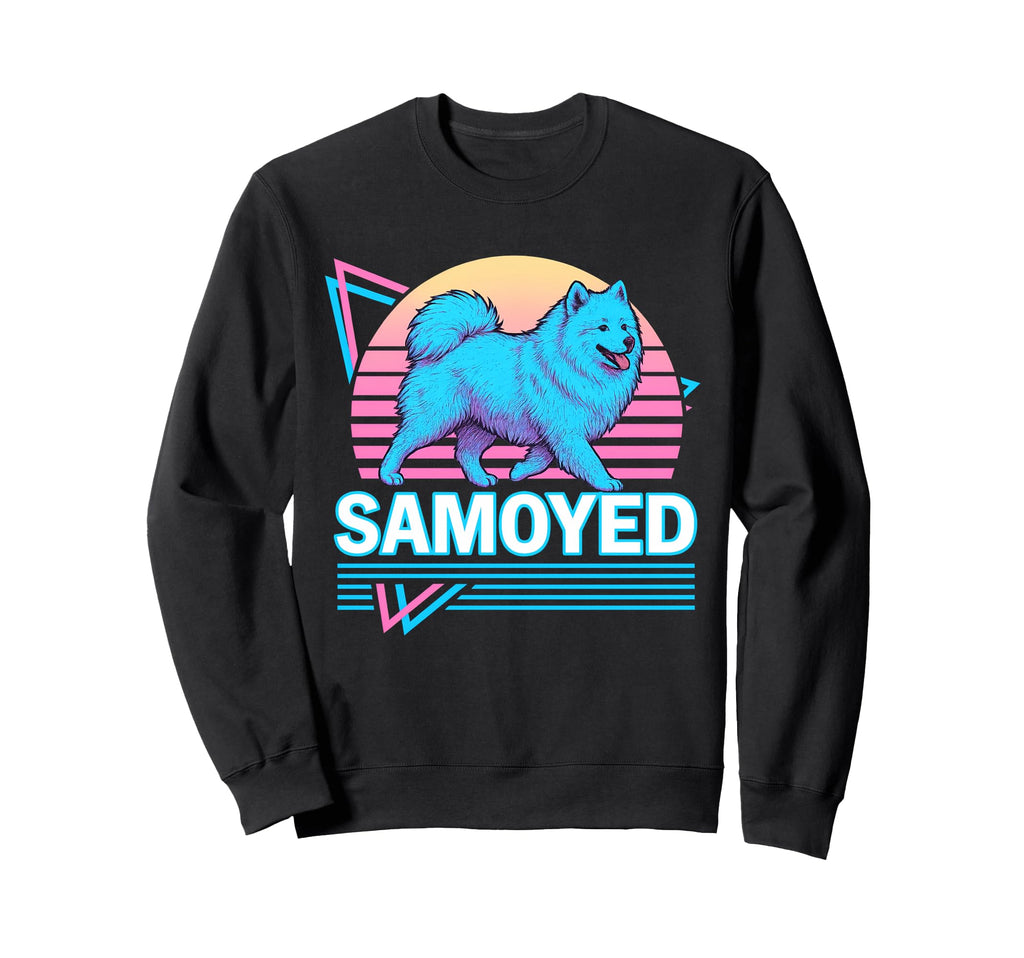 Samoyed Synthwave Aesthetic Dog Sweatshirt - Unique Graphic for Adults - T-Shirt, Sweatshirt, Hoodie