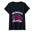 Womens Antisocial Butterfly V Neck T-Shirt - Casual Everyday Wear Unisex - T-Shirt, Sweatshirt, Hoodie