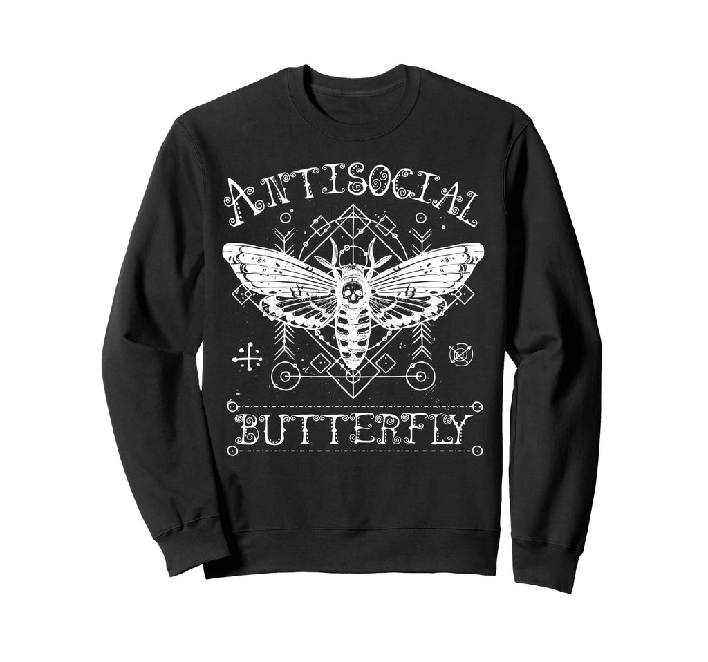 Funny Antisocial Butterfly Sweatshirt - Minimalist Print Men Women - T-Shirt, Sweatshirt, Hoodie