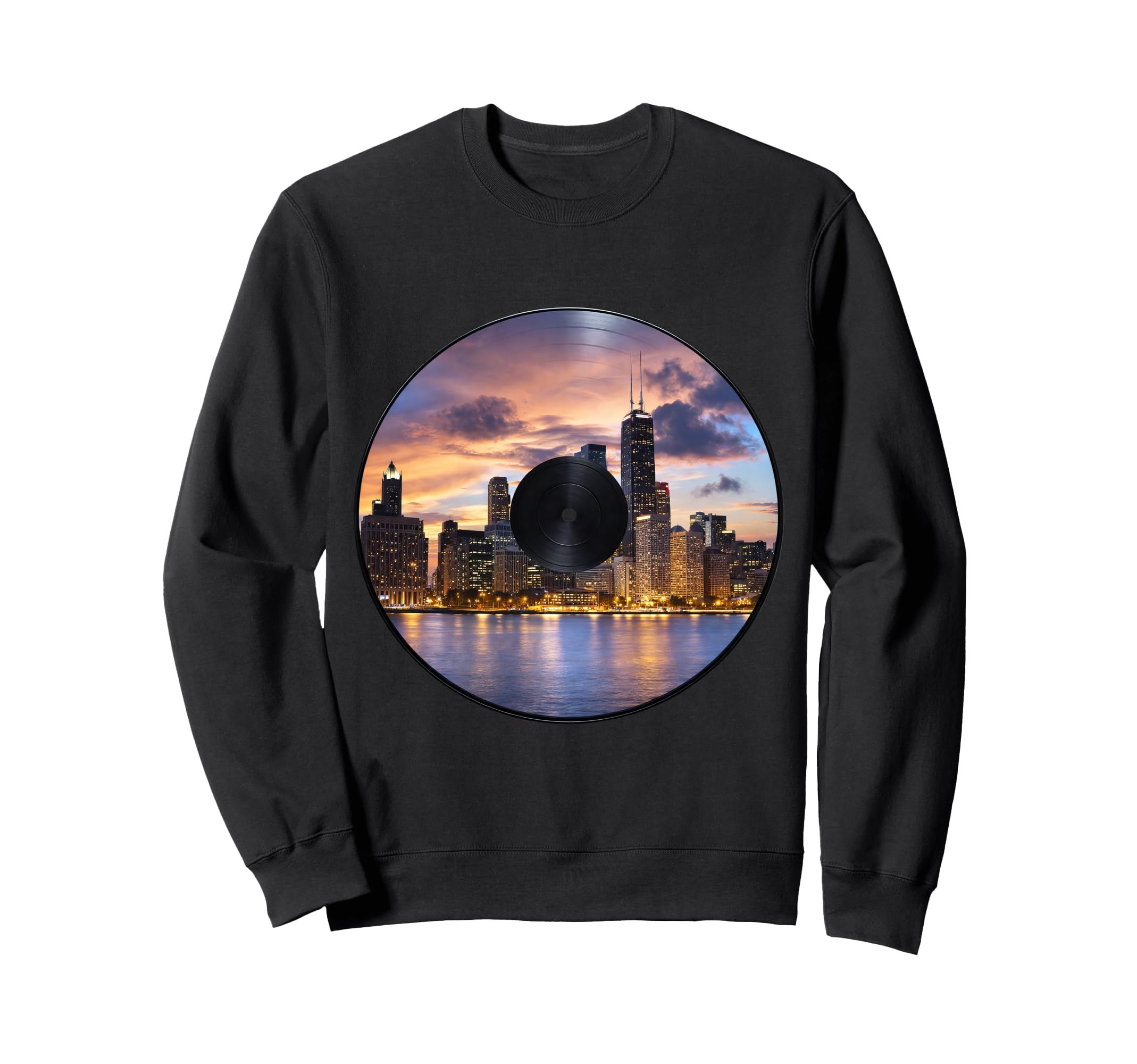 Chicago Illinois Vinyl Sweatshirt - Novelty Apparel for Adults - T-Shirt, Sweatshirt, Hoodie