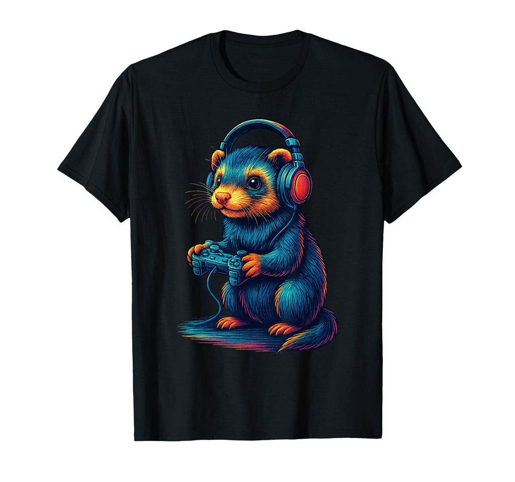 Ferret Gamer Gaming Pet Lover T-Shirt - Novelty Apparel for Adults - T-Shirt, Sweatshirt, Hoodie