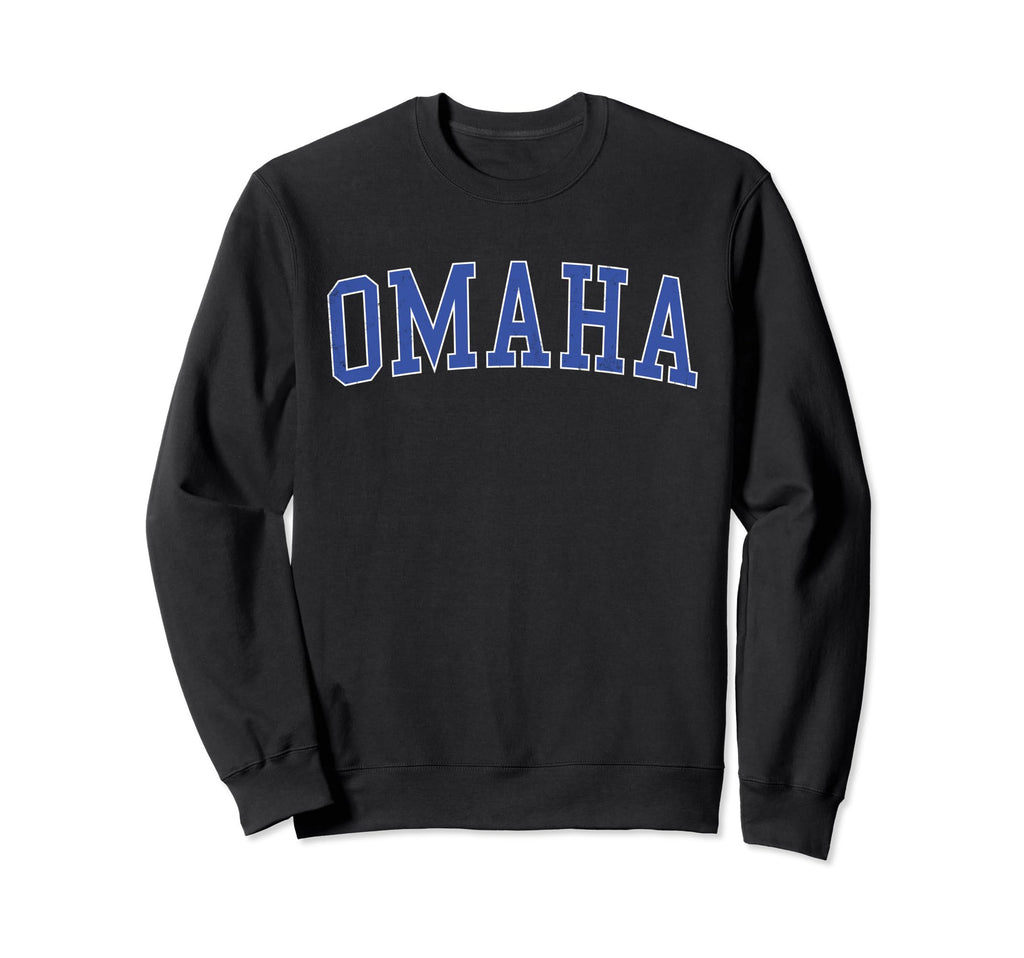 Omaha Ne Distressed Blue Varsity Sweatshirt - Graphic Print Men Women - T-Shirt, Sweatshirt, Hoodie