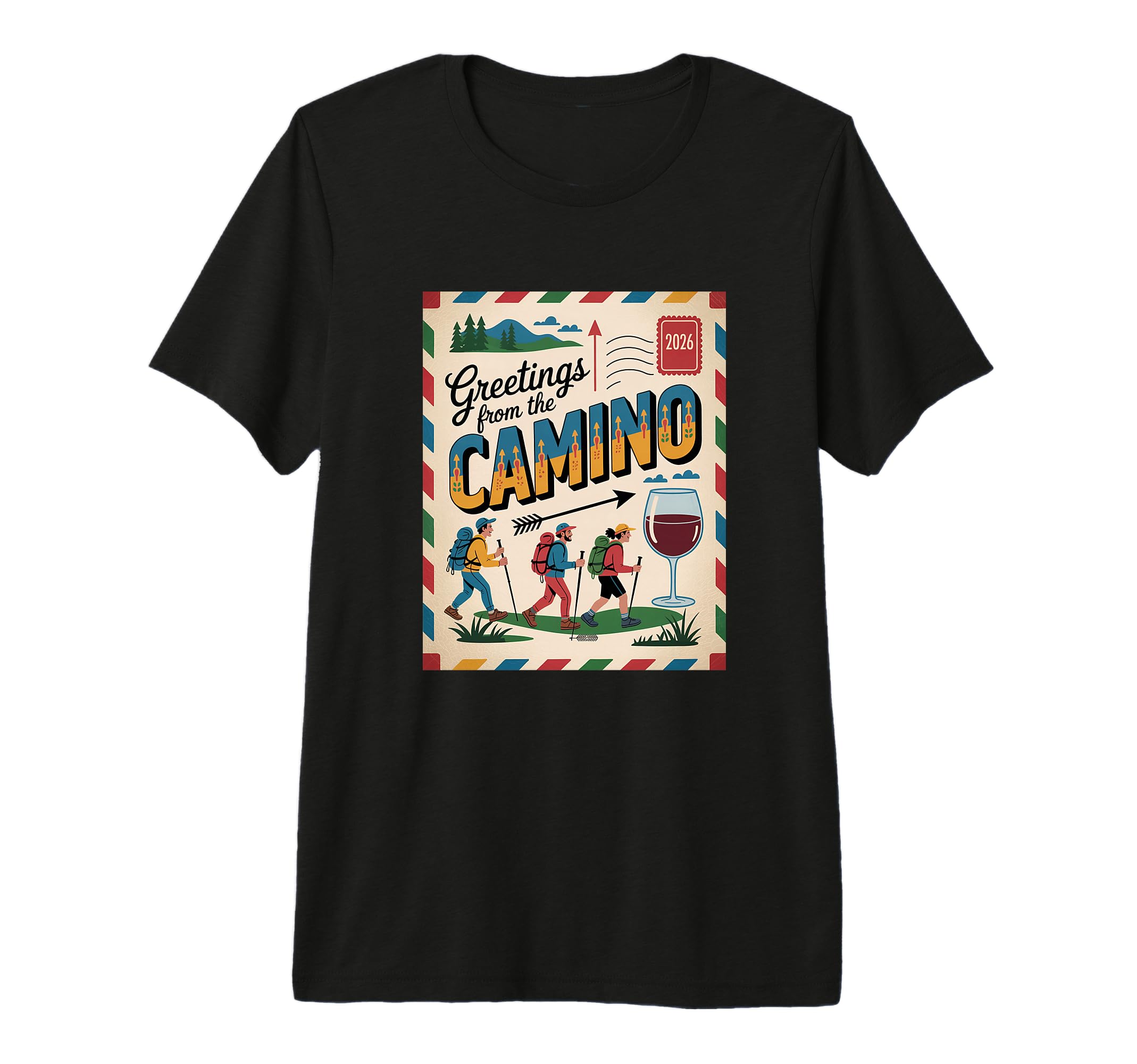 Camino 2026 Greetings Postcard Hiking T-Shirt - Trendy Graphic Men Women - T-Shirt, Sweatshirt, Hoodie