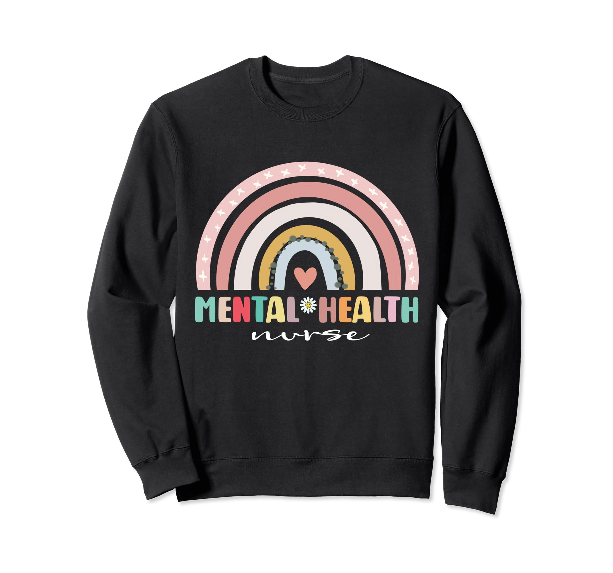 Mental Health Nurse Groovy Rainbow Sweatshirt - Trendy Graphic for Adults - T-Shirt, Sweatshirt, Hoodie