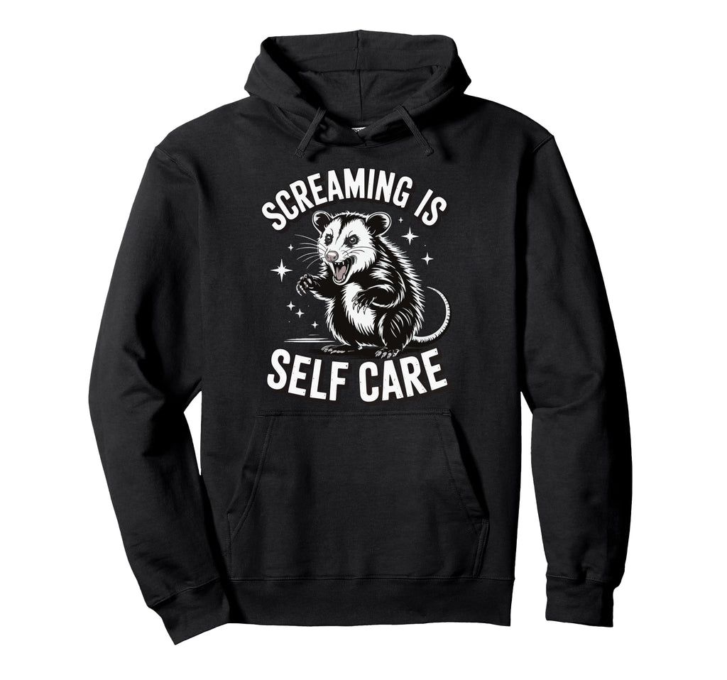 Opossum Therapeutic Screaming Stress Hoodie - Casual Everyday Wear Unisex - T-Shirt, Sweatshirt, Hoodie