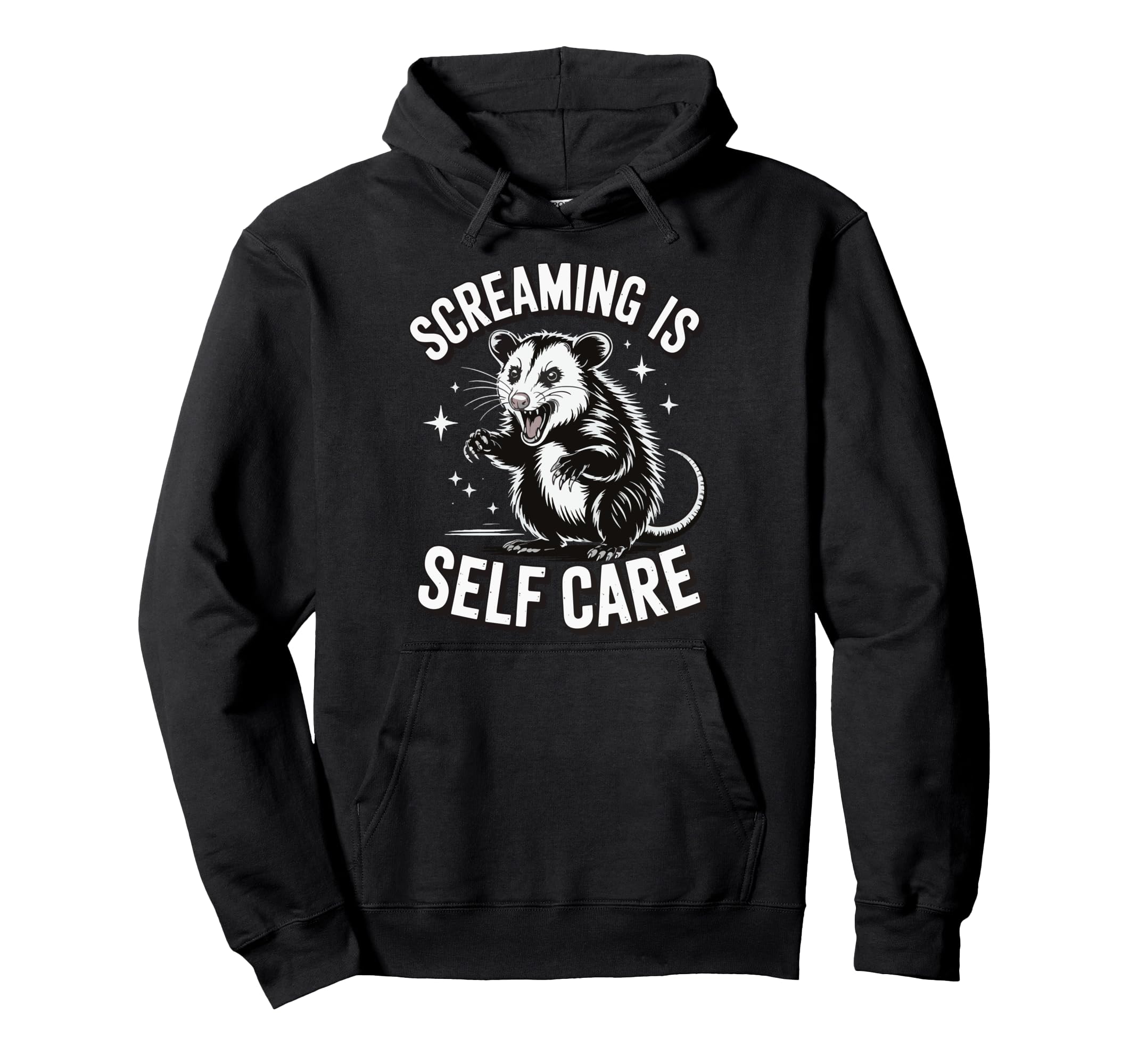 Opossum Therapeutic Screaming Stress Hoodie - Casual Everyday Wear Unisex - T-Shirt, Sweatshirt, Hoodie