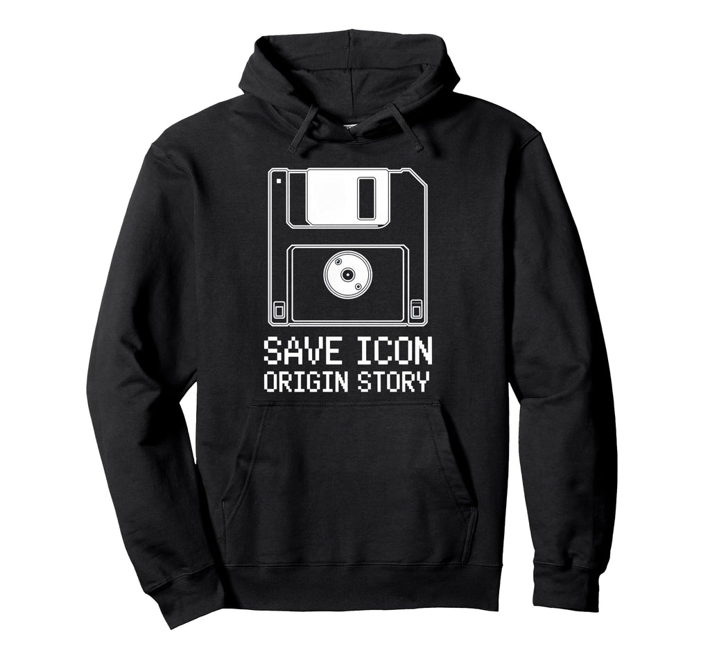 Save Icons Origin Story Floppy Disk Hoodie - Aesthetic Graphic for Adults - T-Shirt, Sweatshirt, Hoodie