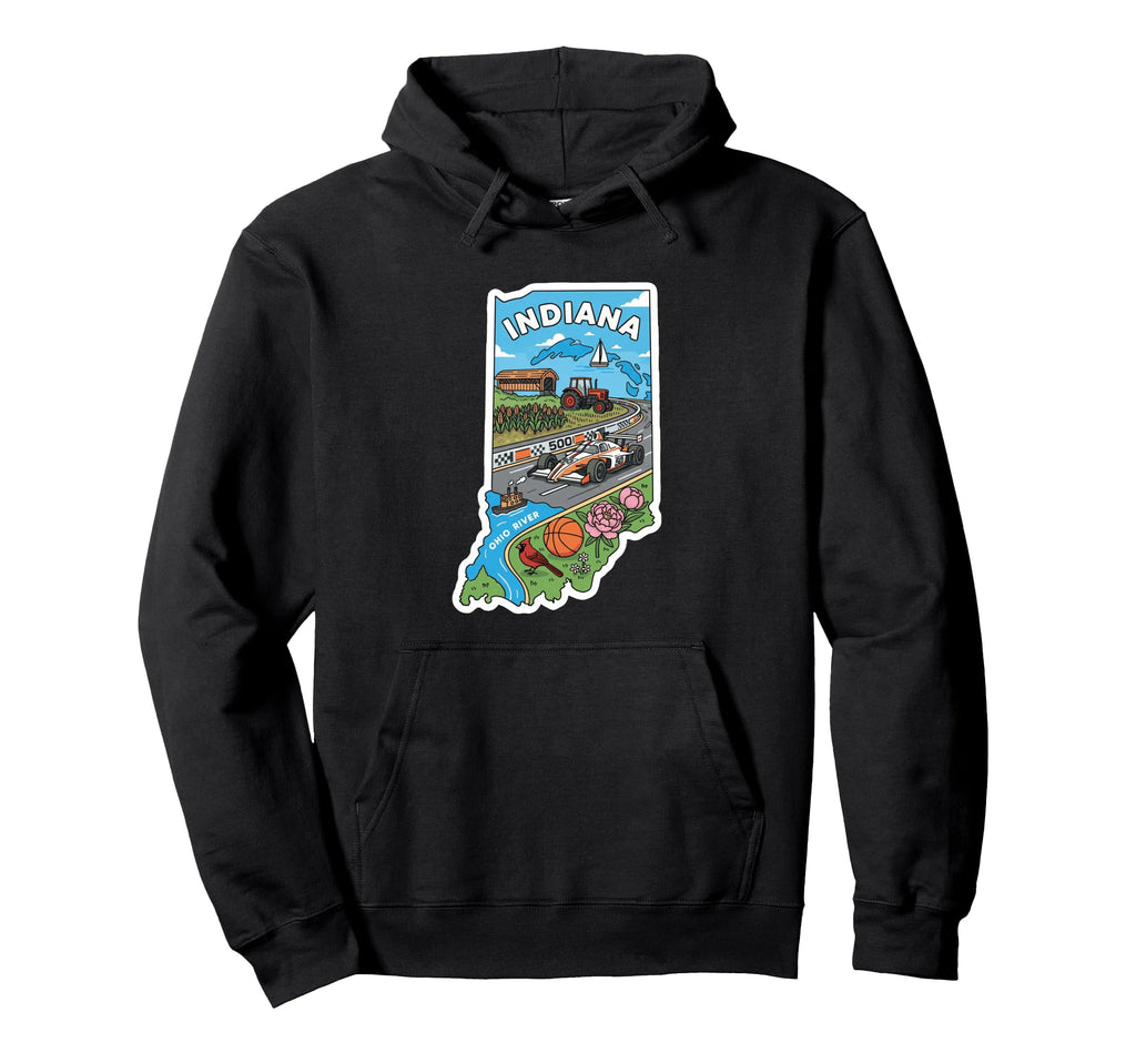 Indiana Pride Race Car Lover Colorful Hoodie - Minimalist Print Unisex - T-Shirt, Sweatshirt, Hoodie