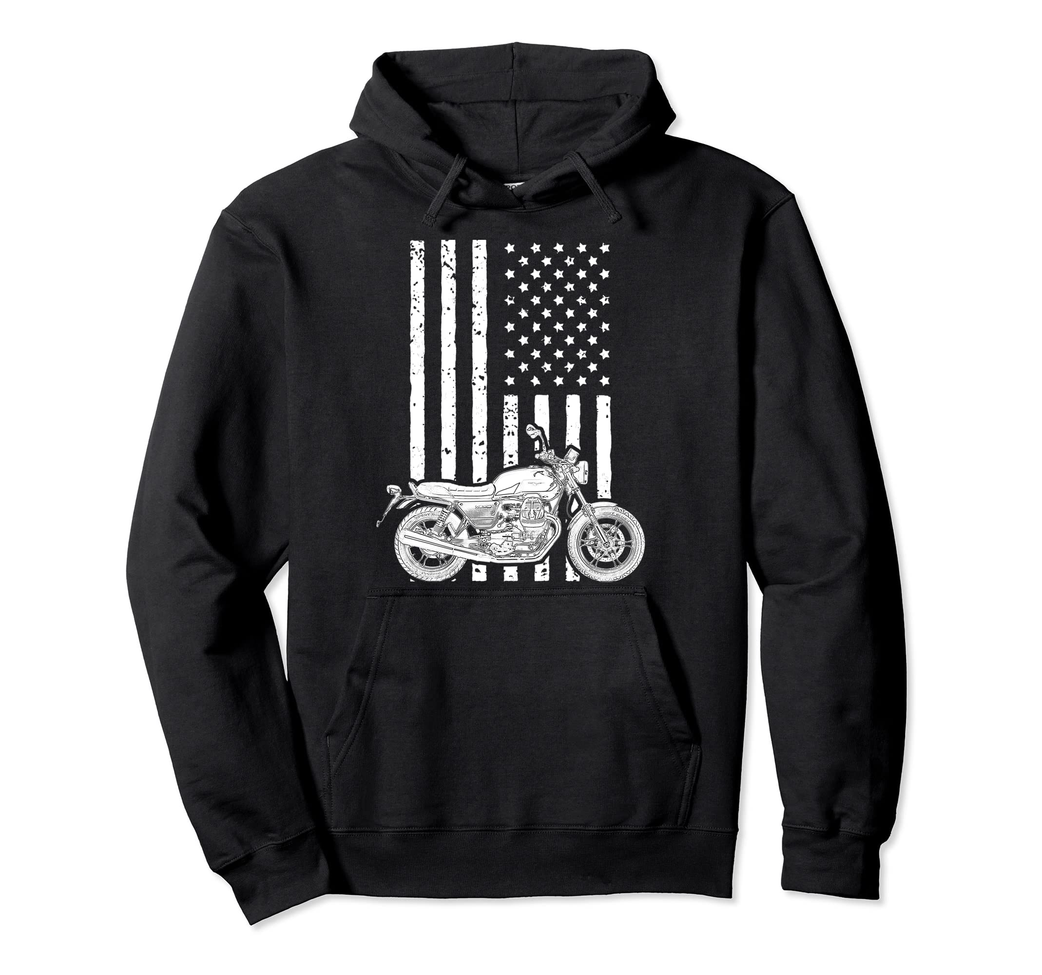 Motorcycle Usa Flag Funny Distressed Hoodie - Minimalist Print for Adults - T-Shirt, Sweatshirt, Hoodie