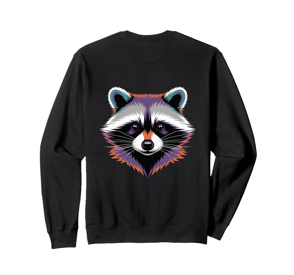 Vibrant Colorful Raccoon Face Head Sweatshirt - Streetwear Style Men Women - T-Shirt, Sweatshirt, Hoodie