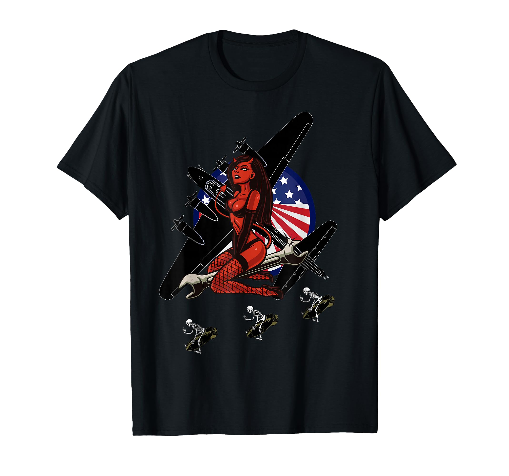 Wwii Nose Art Bomber Devil B17 Bomber T-Shirt - Graphic Print Men Women - T-Shirt, Sweatshirt, Hoodie