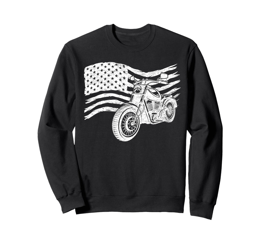 National Motorcycle American Us Flag Sweatshirt - Trendy Graphic Men Women - T-Shirt, Sweatshirt, Hoodie