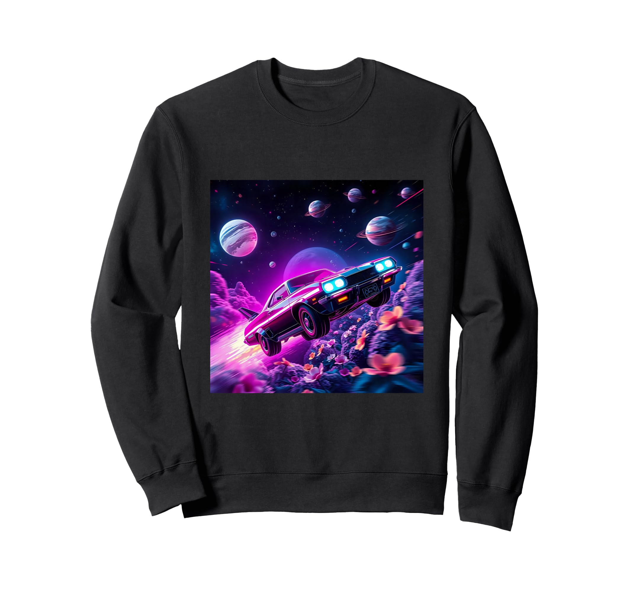 Futuristic Space Car Art 80S Sweatshirt - Aesthetic Graphic Men Women - T-Shirt, Sweatshirt, Hoodie