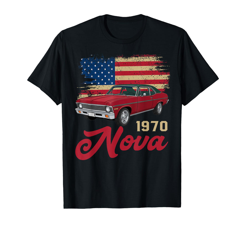 American Flag 1970 70 Nova Silhouette T-Shirt - Custom Art Print Unisex - T-Shirt, Sweatshirt, Hoodie