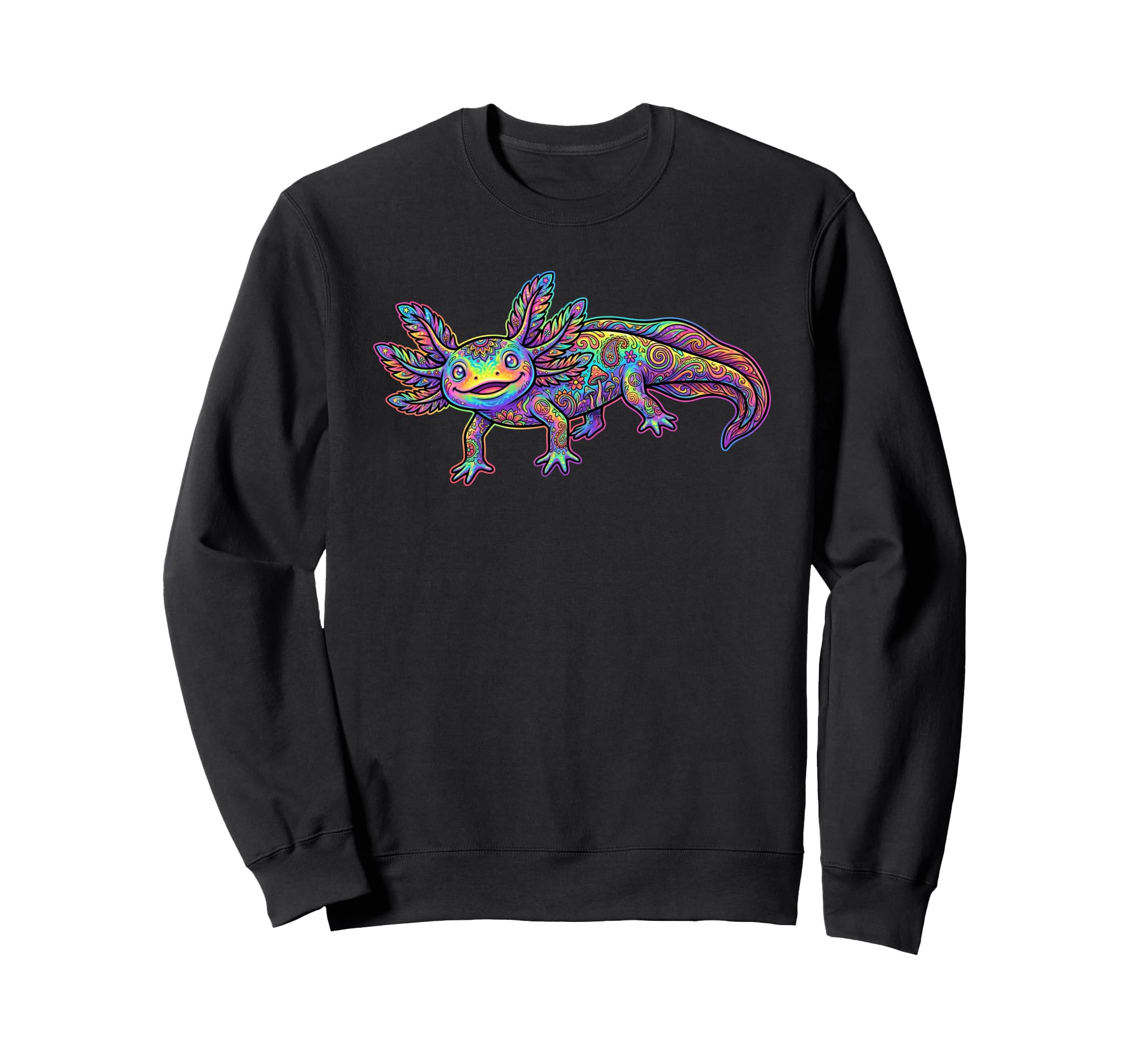 Groovy Axolotl Hippy Colorful Sweatshirt - Custom Art Print Men Women - T-Shirt, Sweatshirt, Hoodie