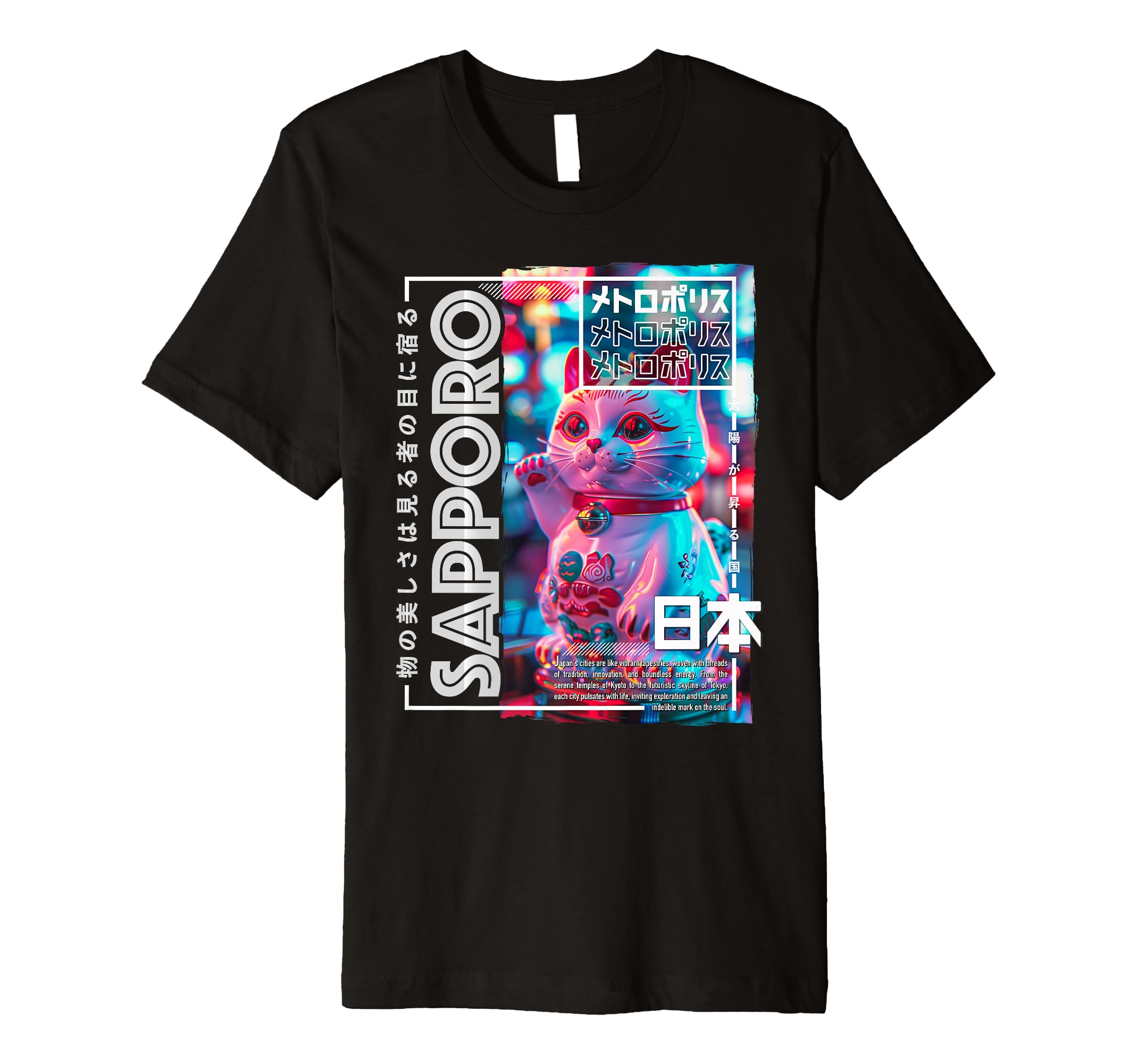 Sapporo City 80S Synthwave T-Shirt - Fun Novelty Design Men Women - T-Shirt, Sweatshirt, Hoodie