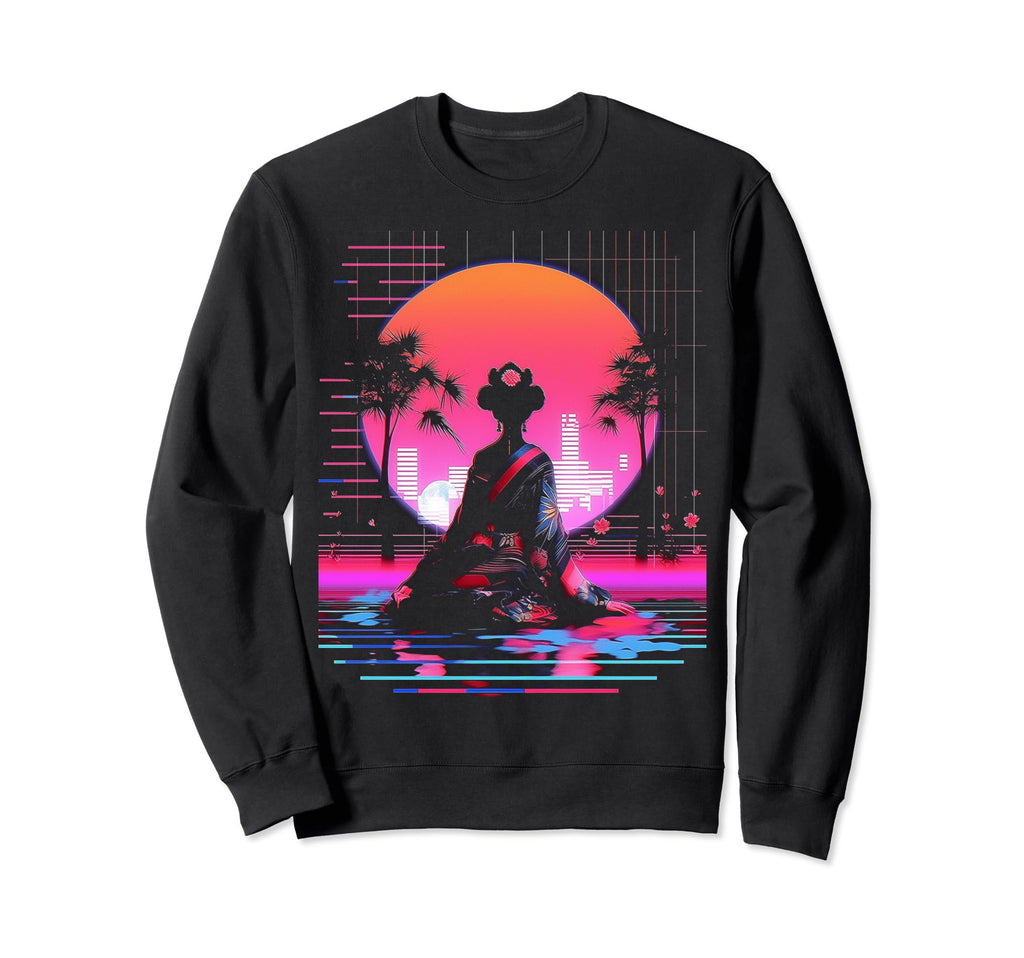 Vaporwave Geisha 80S Synthwave 1 Sweatshirt - Custom Art Print Unisex - T-Shirt, Sweatshirt, Hoodie