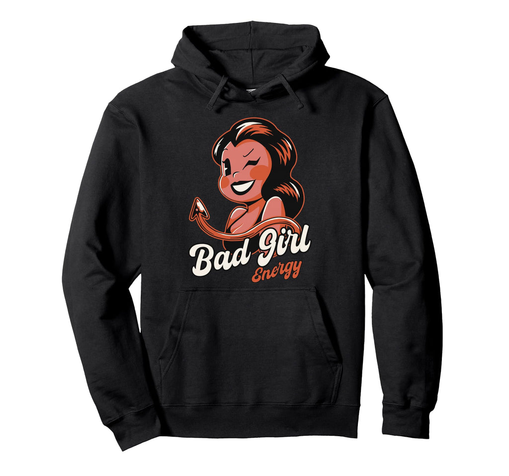 Bad Energy Sassy Devil Pinup Cartoon Hoodie - Custom Art Print Men Women - T-Shirt, Sweatshirt, Hoodie