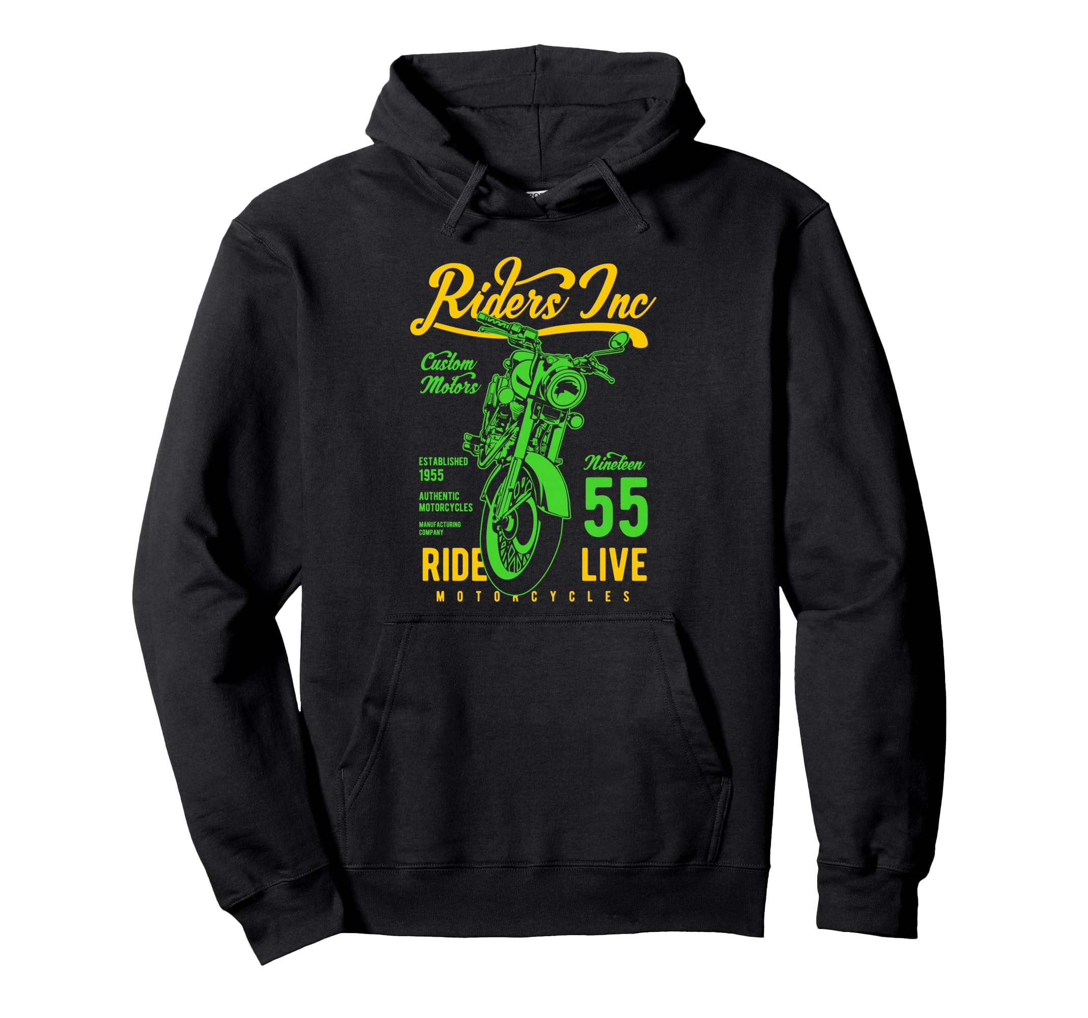 Riders Inc 1955 Motorcycle Hoodie - Novelty Apparel for Adults - T-Shirt, Sweatshirt, Hoodie