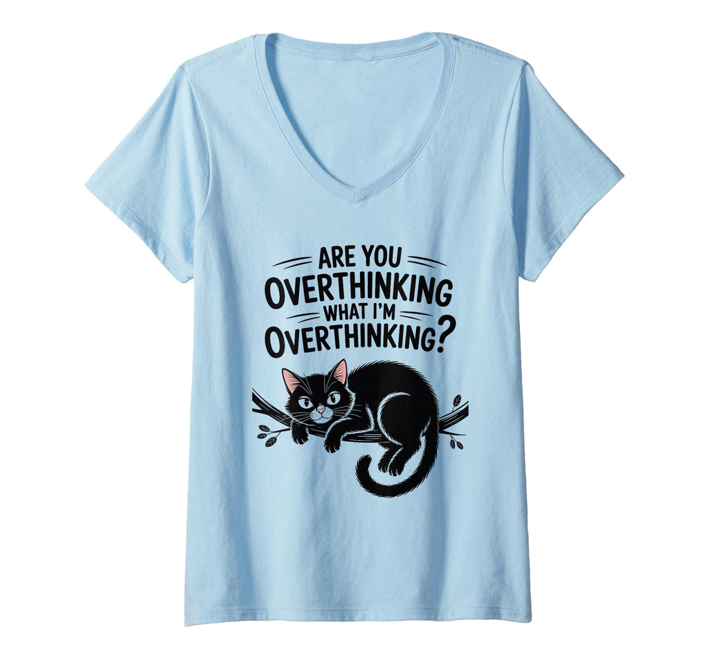 Womens Funny Anxiety Overthinking Cat T-Shirt - Minimalist Print Unisex - T-Shirt, Sweatshirt, Hoodie