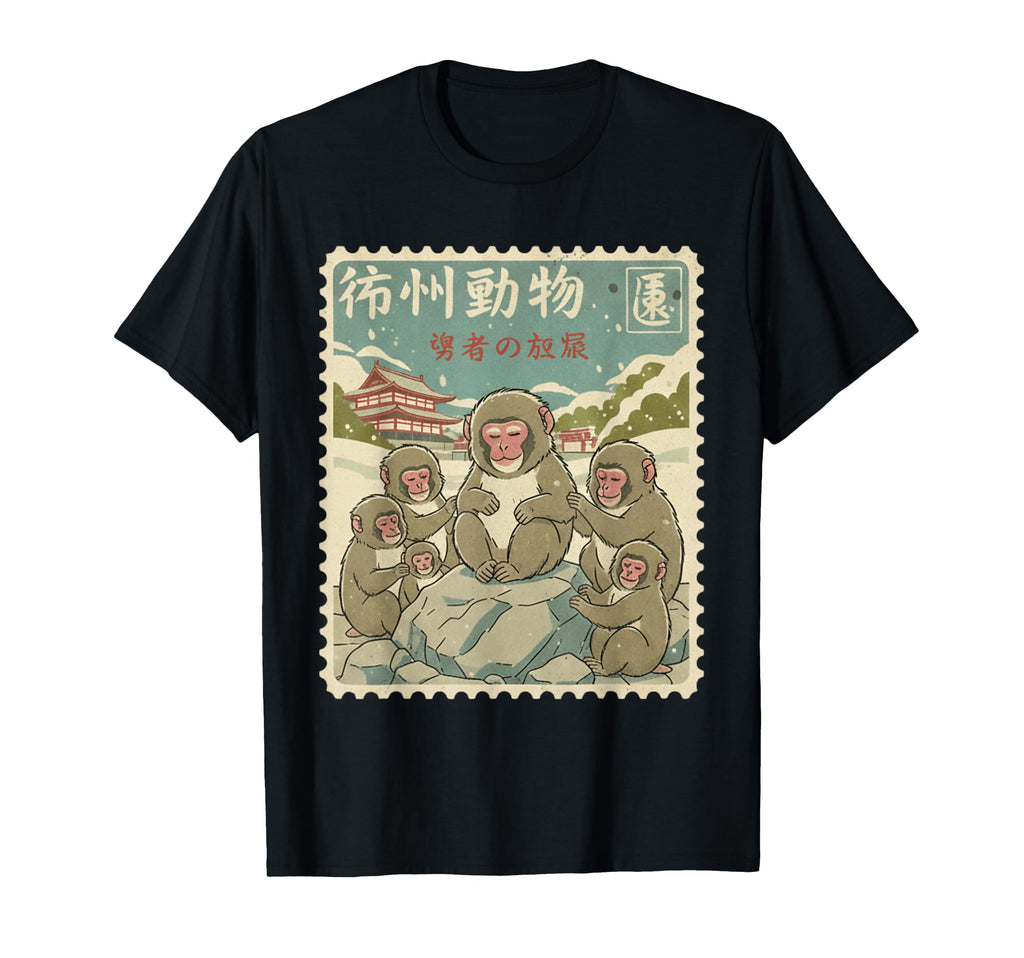 Japan Postcard Little Monkey Punch T-Shirt - Graphic Print Men Women - T-Shirt, Sweatshirt, Hoodie