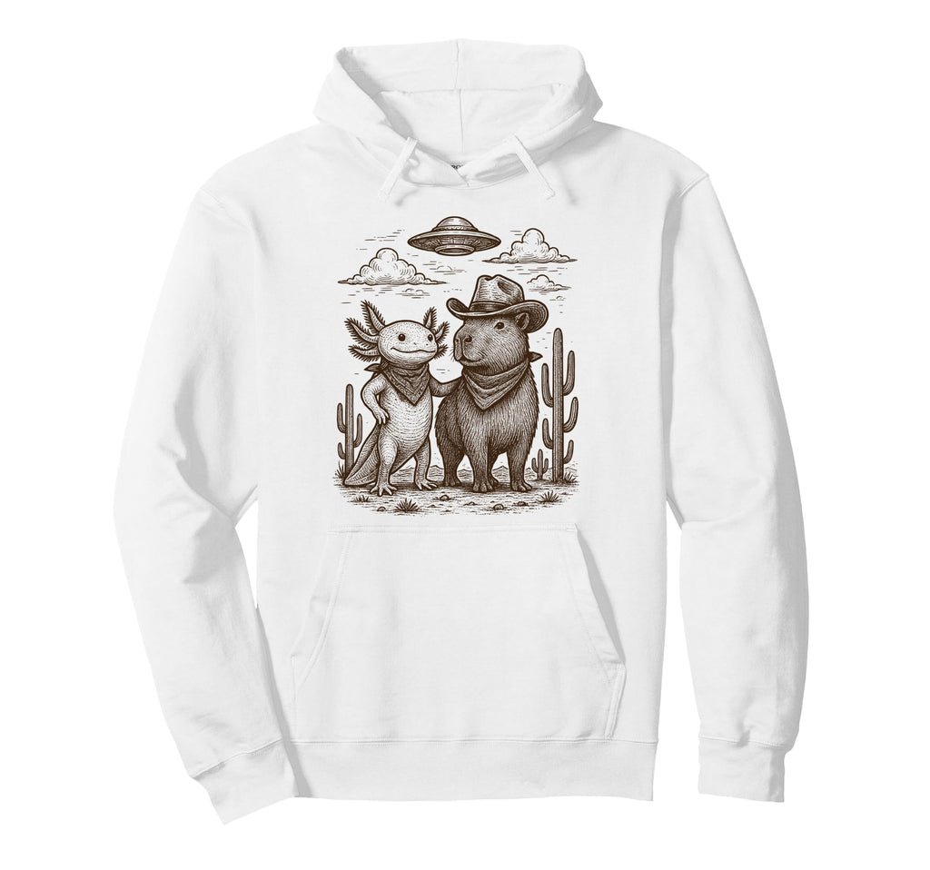 Cowboy Capybara Axolotl Ufo Country Hoodie - Casual Everyday Wear Unisex - T-Shirt, Sweatshirt, Hoodie