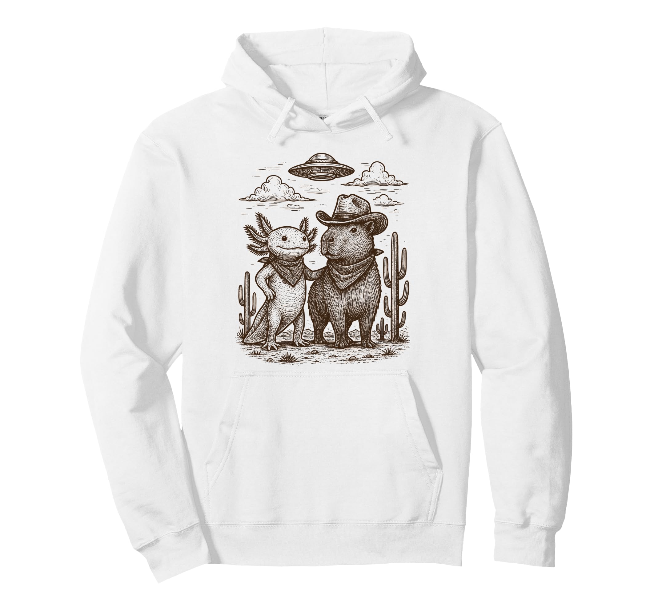 Cowboy Capybara Axolotl Ufo Country Hoodie - Casual Everyday Wear Unisex - T-Shirt, Sweatshirt, Hoodie