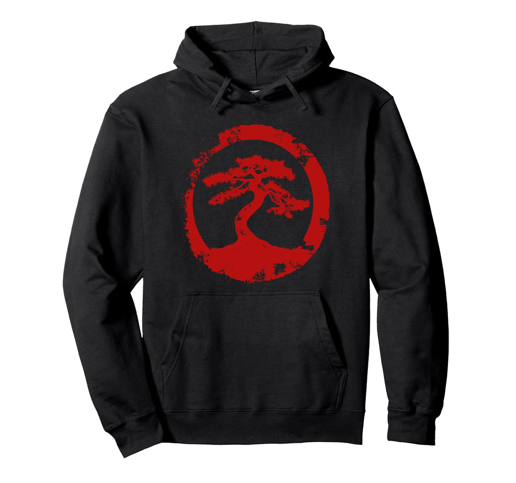 Bonsai Tree Silhouette Enso Circle Zen Hoodie - Minimalist Print Men Women - T-Shirt, Sweatshirt, Hoodie