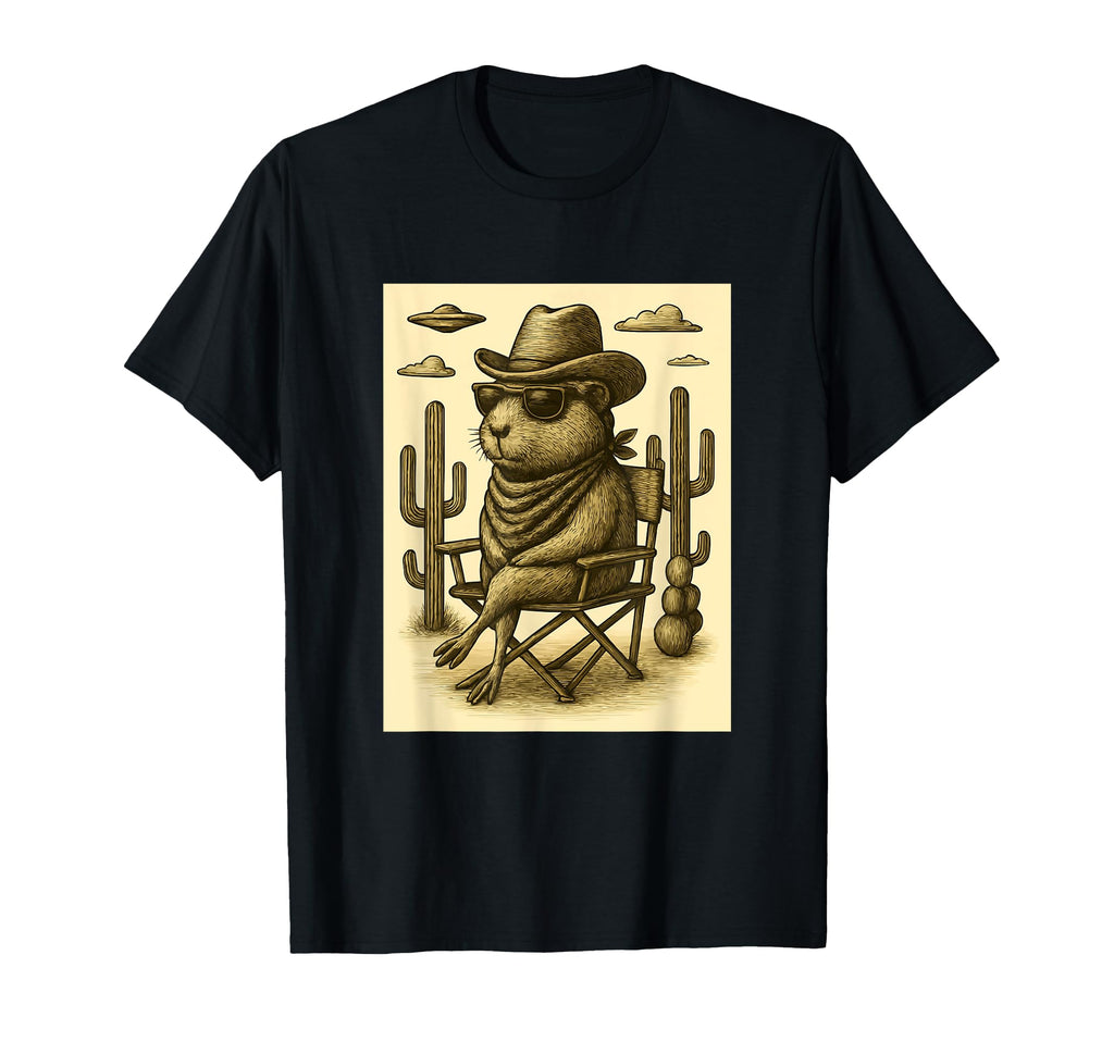 Cowboy Guinea Pig Sunglasses Animal T-Shirt - Trendy Graphic for Adults - T-Shirt, Sweatshirt, Hoodie
