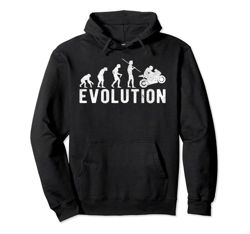 Racer Motorcycle Moto Evolution Funny Hoodie - Graphic Print Men Women - T-Shirt, Sweatshirt, Hoodie