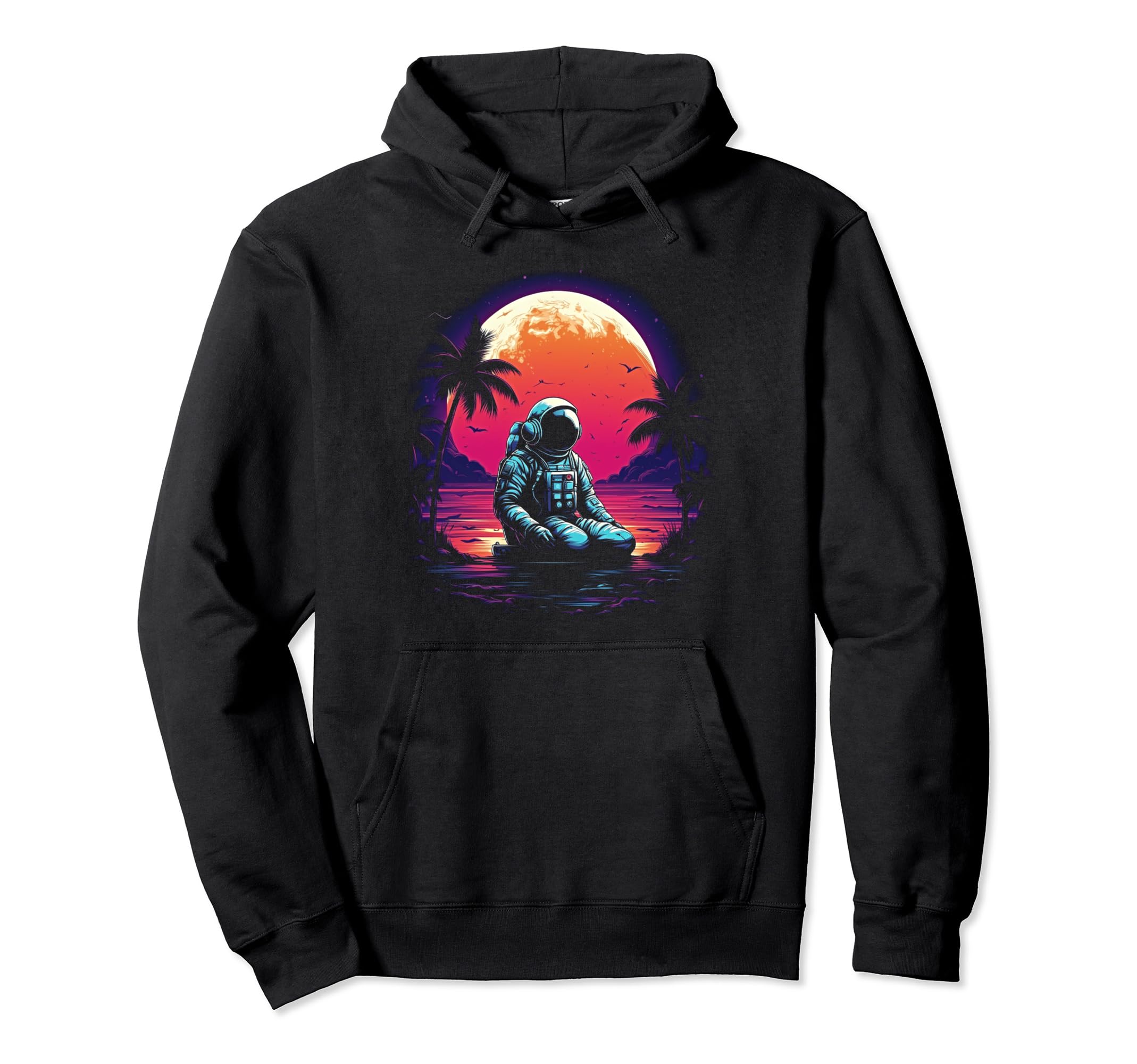 Synthwave Astronaut Cyberpunk 80S Sci Fi 35 Hoodie - Unique Graphic Unisex - T-Shirt, Sweatshirt, Hoodie