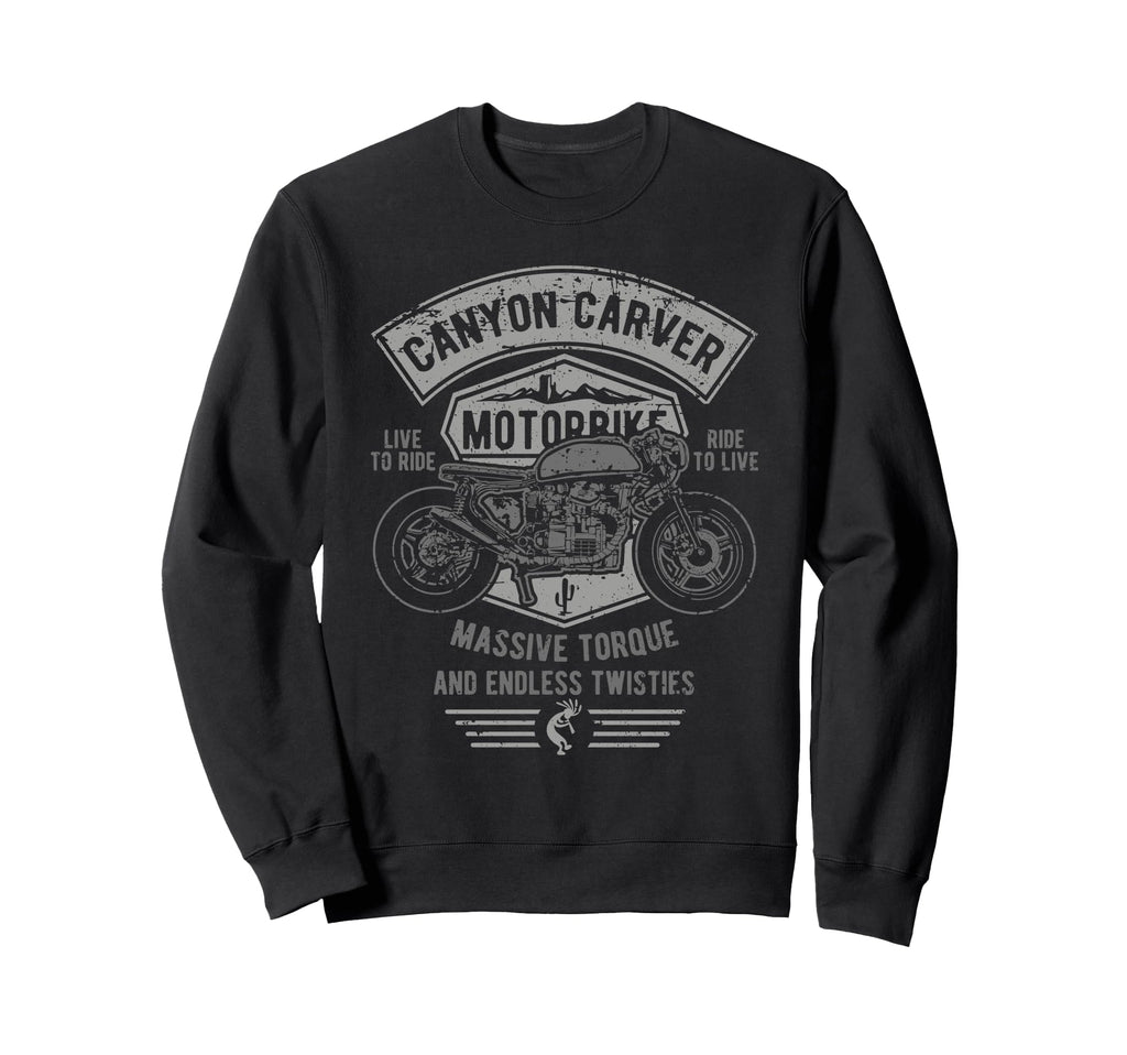 Canyon Carver Motorcycle Distressed Sweatshirt - Fun Novelty Design Unisex - T-Shirt, Sweatshirt, Hoodie