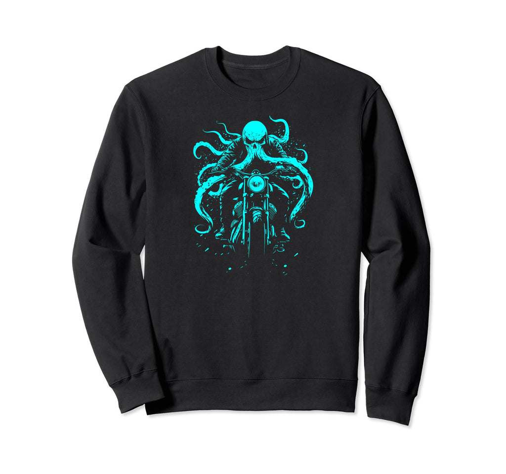 Motorcycle Rider Bike Octopus Sweatshirt - Fun Novelty Design Men Women - T-Shirt, Sweatshirt, Hoodie