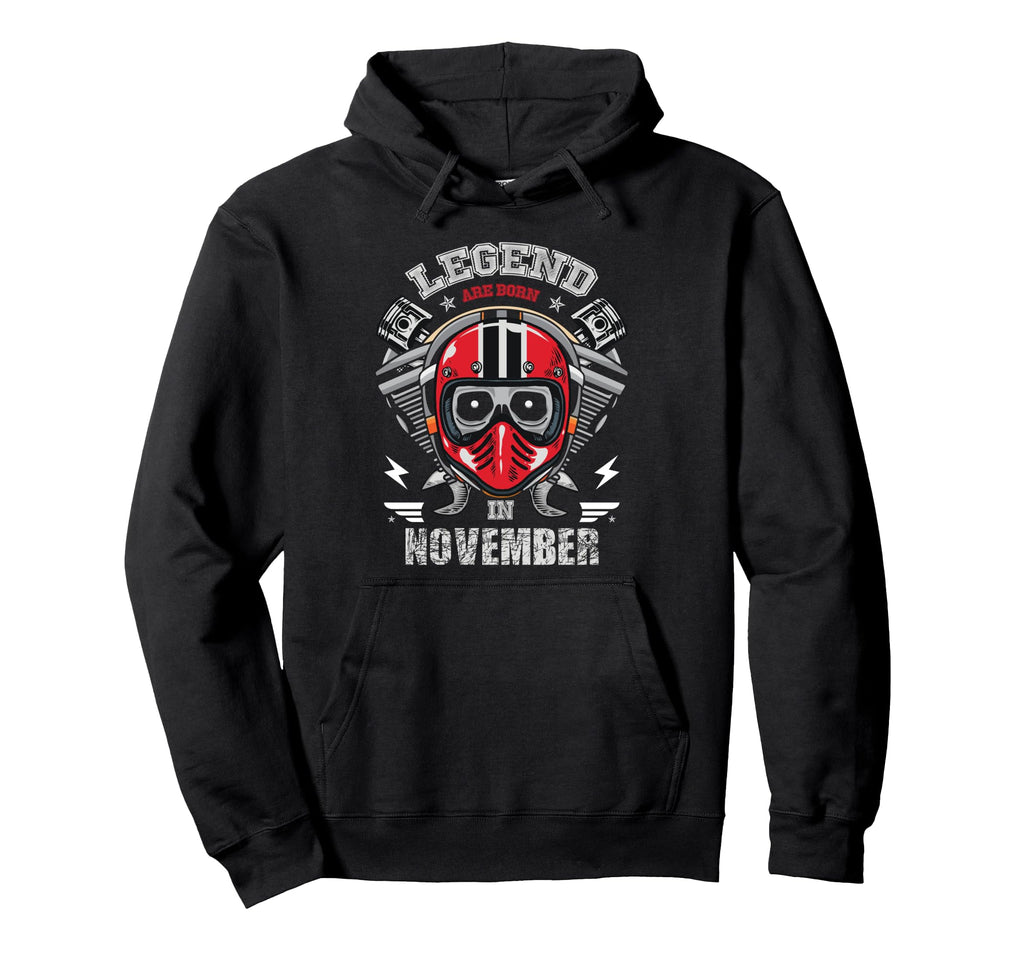 Biker Born November Motorcycle Hoodie - Fun Novelty Design for Adults - T-Shirt, Sweatshirt, Hoodie