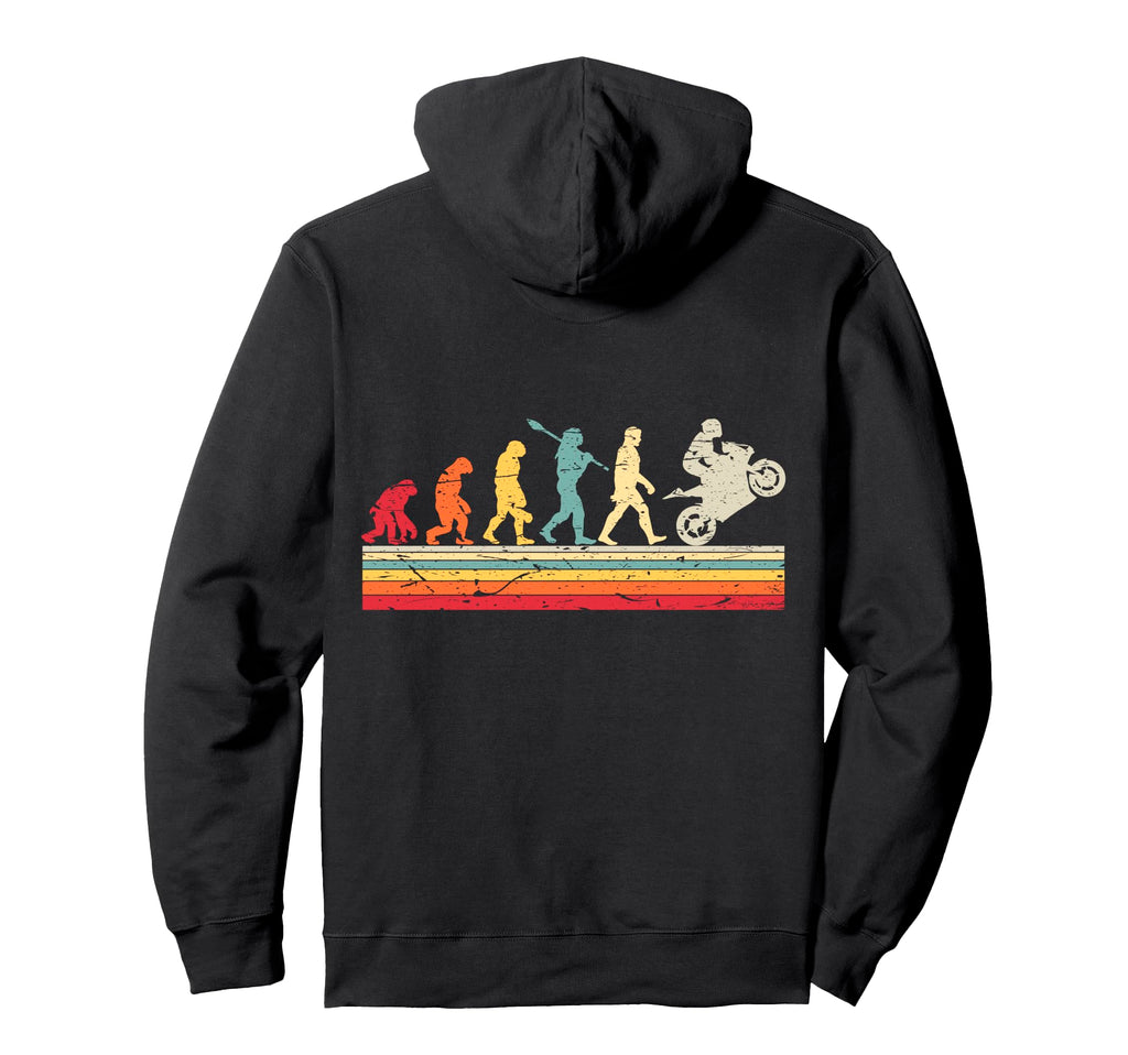 Motorcycle Evolution Human Biker Hoodie - Custom Art Print Men Women - T-Shirt, Sweatshirt, Hoodie